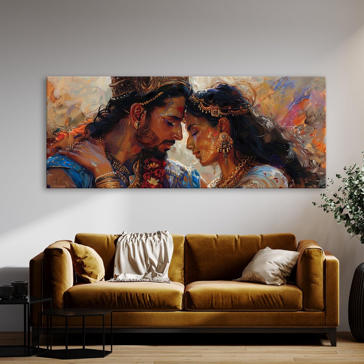 Sense Canvas Arjuna Romantische Verbindung 3 Leinwand-Kunst, Heimdekoration, Wandkunstdruck, Poster, Gemälde, groß, 40 x 16 / 3,8 cm