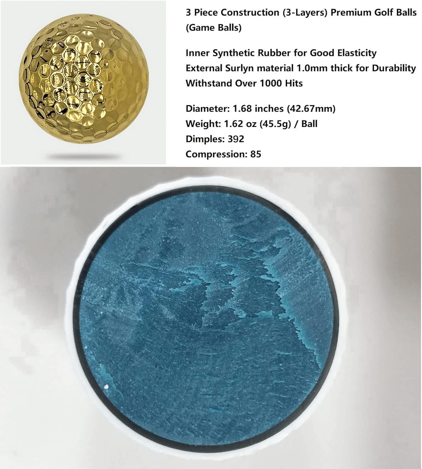 Electroplated Silver Gold Golf Balls, Novelty GolfBall for Gift Present and Display Decoration, 3 Layers Practice Golf Ball for Play