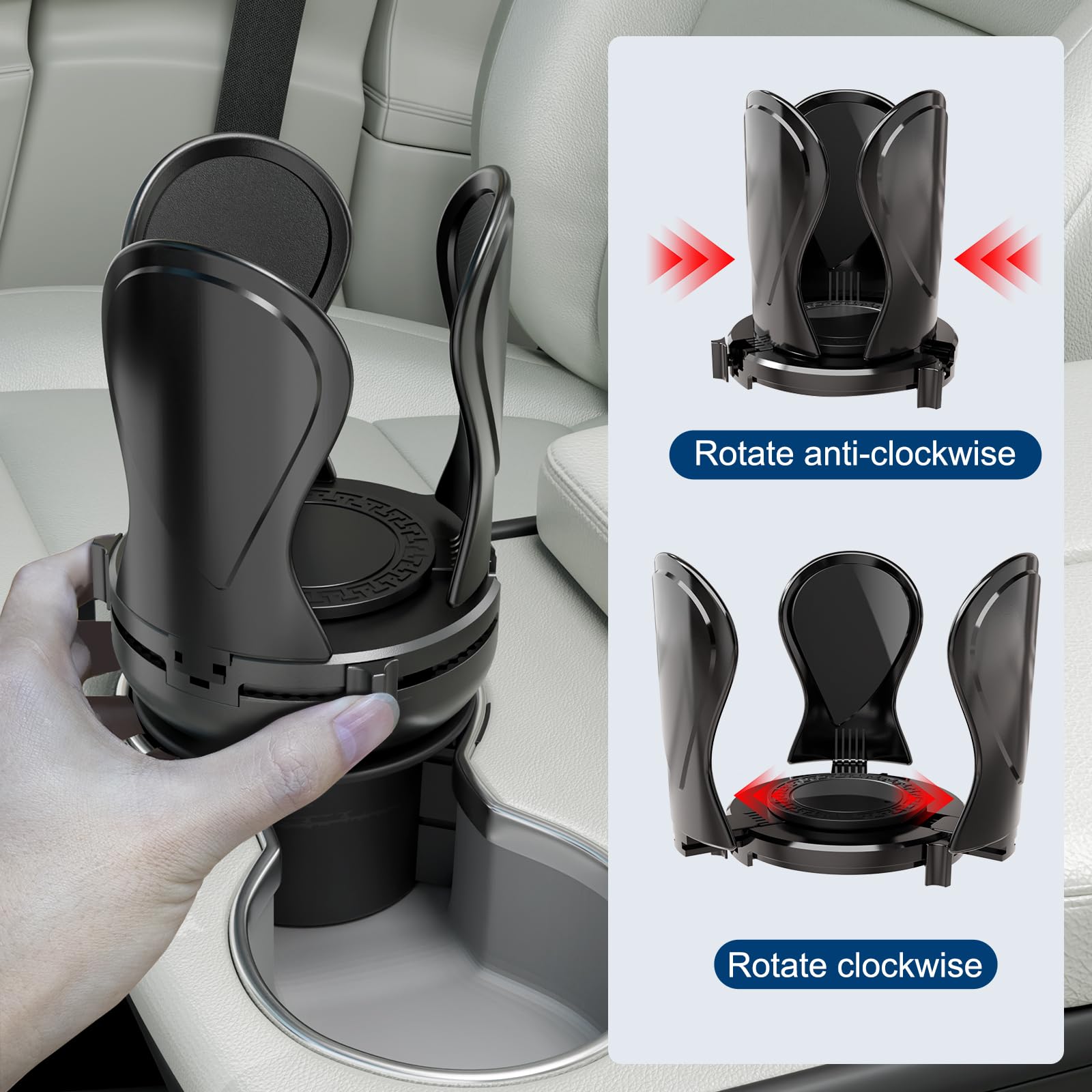 2Pack Car Cup Holder Expander Cup Holder Extender Adapter with Expandable Arm and Adjustable Base Compatible with Yeti — view 7