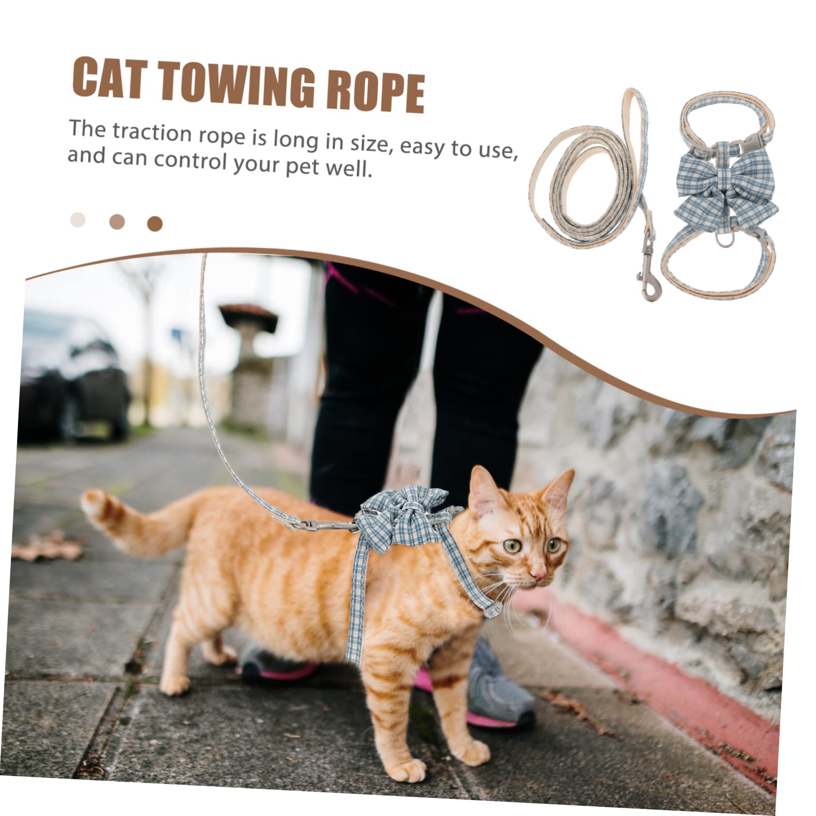 FOMIYES 4juegos Ajustable para Gato Arnés Antiescape Cuerda De Control para Pequeñas Diseño Ergonómico y Resistente para Paseos y Entrenamientos