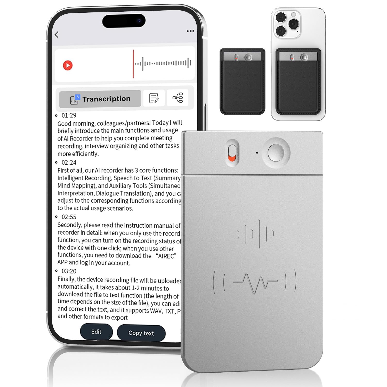 Amazon.co.jp: AI ボイスレコーダー ワンタッチ録音 自動文字起こし 