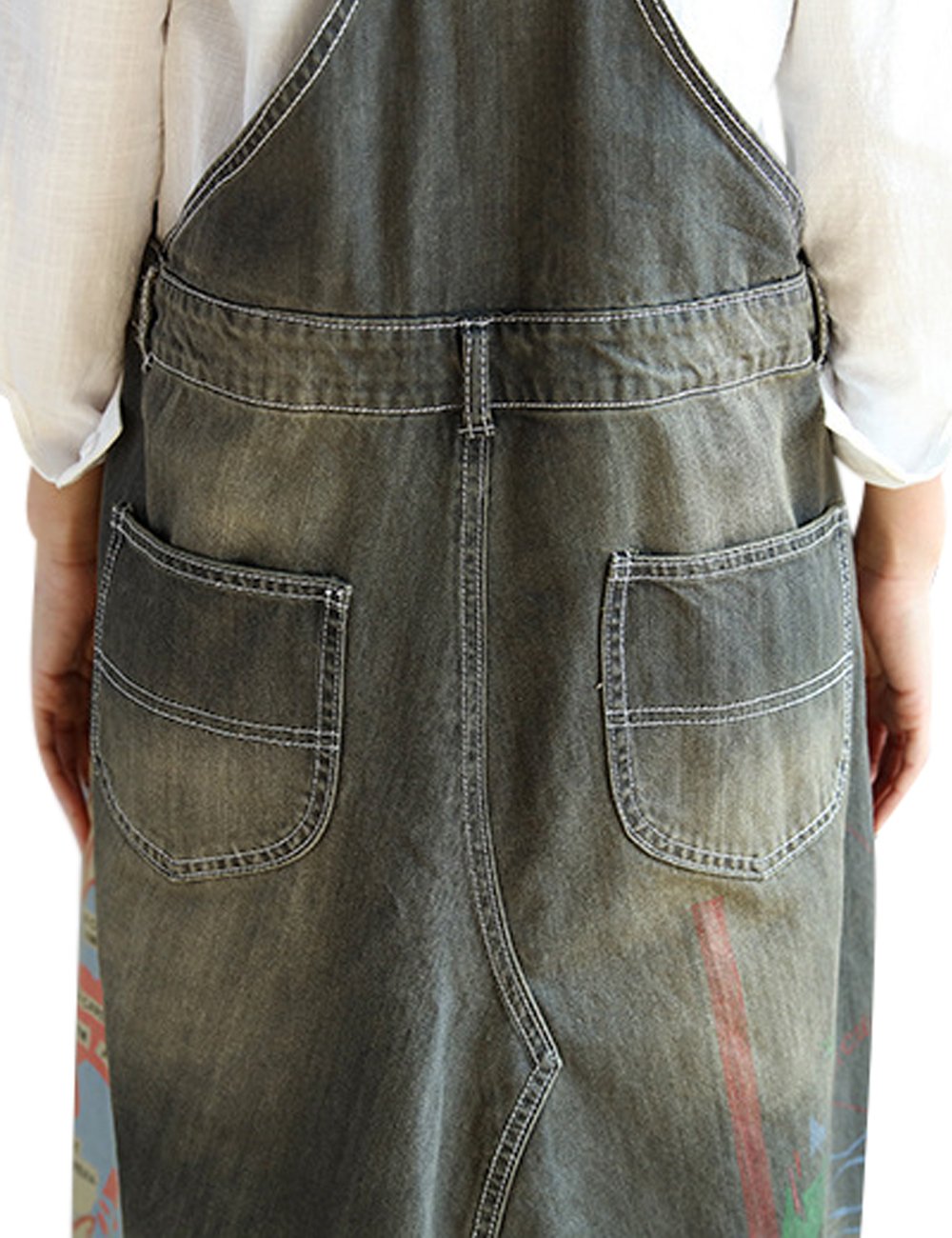 Youlee Femmes Imprimé Salopette Robe en jean
