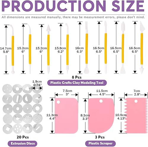 Miniatura 3 de Swpeet 36 pistolas extrusoras de arcilla de color rojo rosa, pasta de azúcar y fondant, pistola de escultura de pastel de arcilla, herramienta de