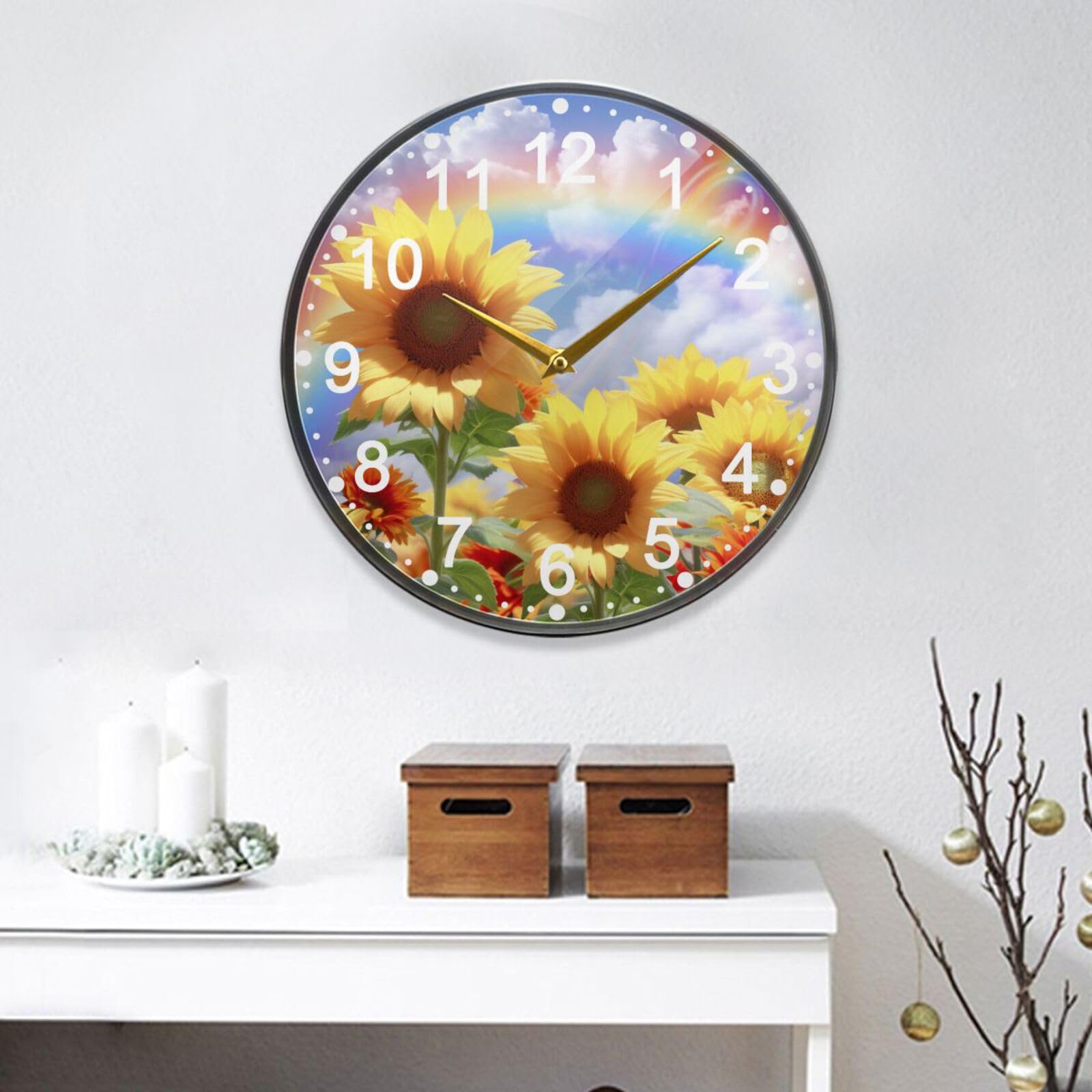 IOACIY Wall Clock, Modern Small Wall Clocks Battery Operated 10 Inch, Silent Non-Ticking for Office, Home, Bathroom, Kitchen, Bedroom, School (