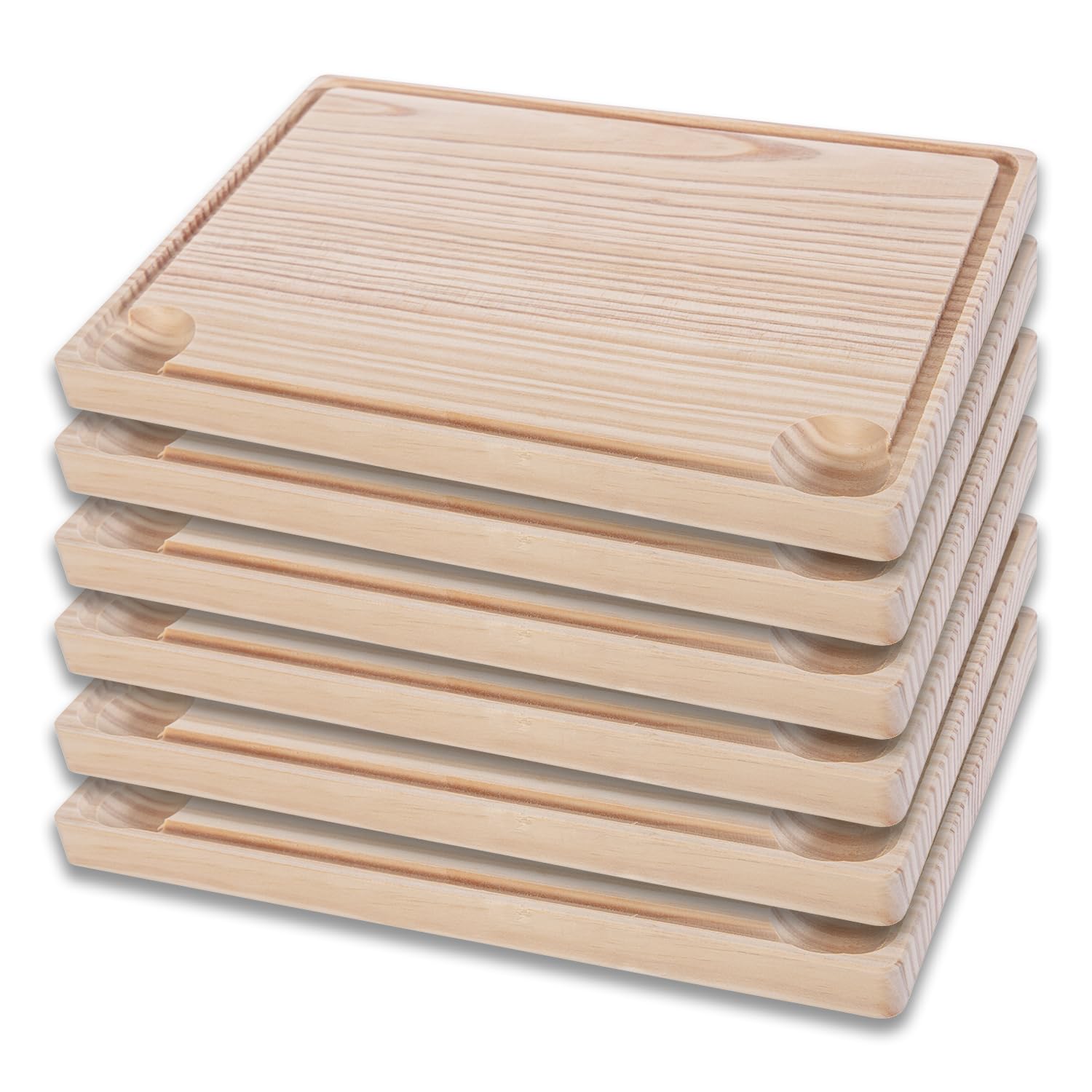 Tabla de Madera Cocina. Pack 6 Unidades 32x22cm. 2cm de Grosor. Tabla Carnes, Tabla de Cortar. Pescados, Verduras en Hostelería, Bar, Restaurantes, Hogar (32x22cm)