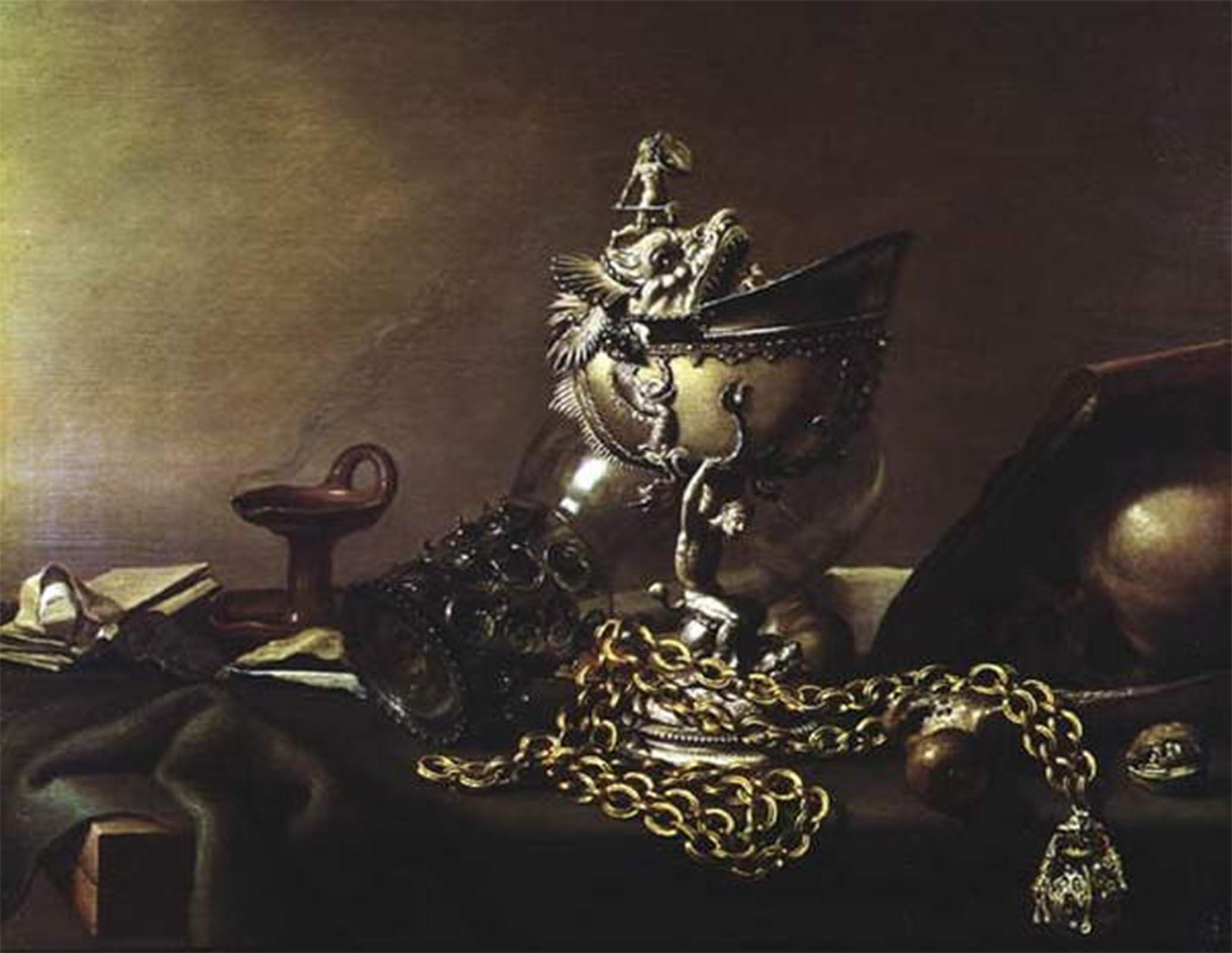 SERENDIPITP Abstract Painting Mural Print Picture Wall Decor Painting Still Life with a Nautilus by Pieter Claesz Vintage Wall Artwork for Home Decor 60x90cm