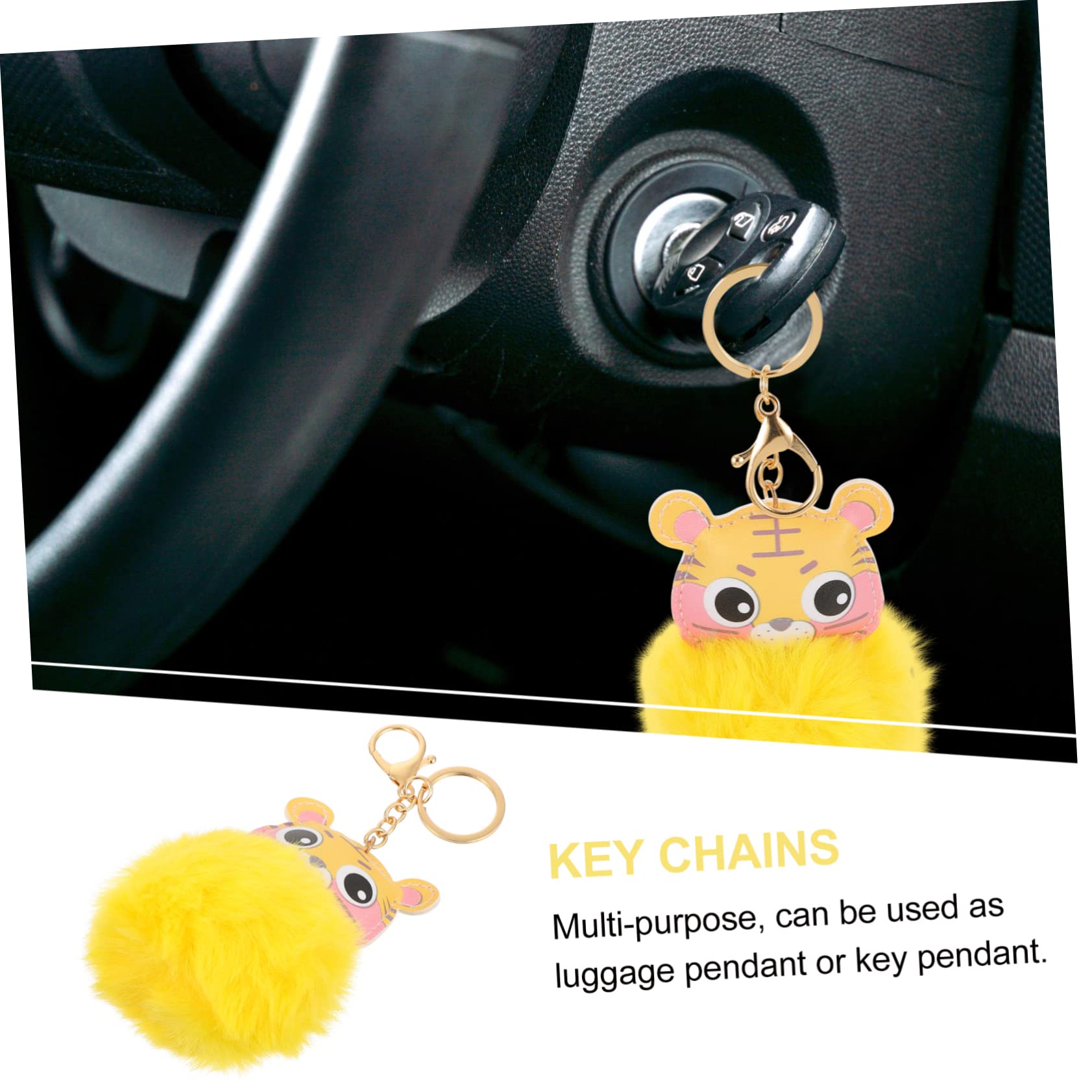 Healeved 2Pcs Adorable Tiger Key Chains Cute Hanging Doll Decor for Bags and Cars Key Adornments for Adults Present and Accessory