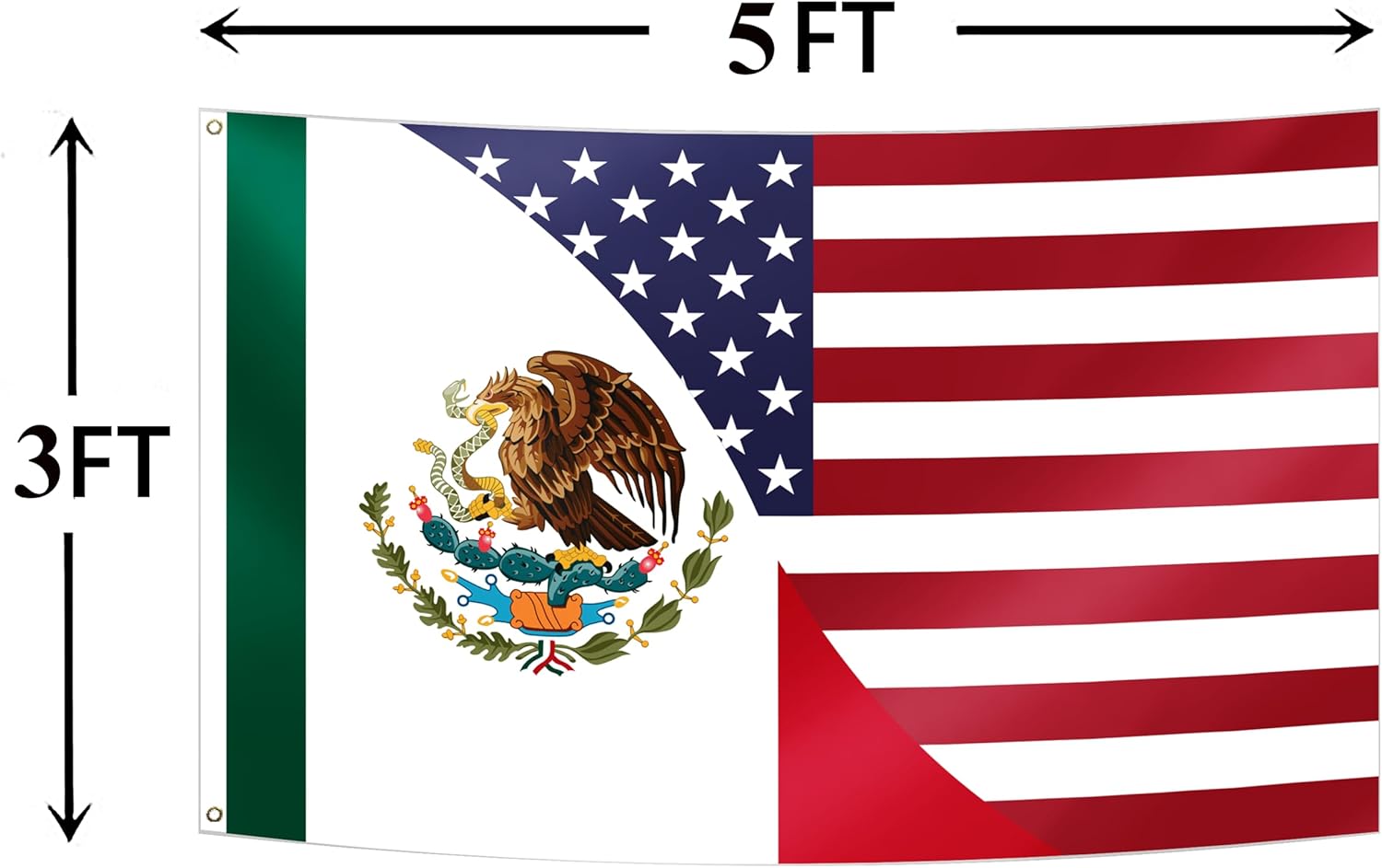 Double Sided American Mexican Friendship Flag 3x5FT USA Mexico Flag Fade Proof Vivid Color Polyester with Brass Grommets For Indoor Outdoor (A, 3x5FT 3Ply)