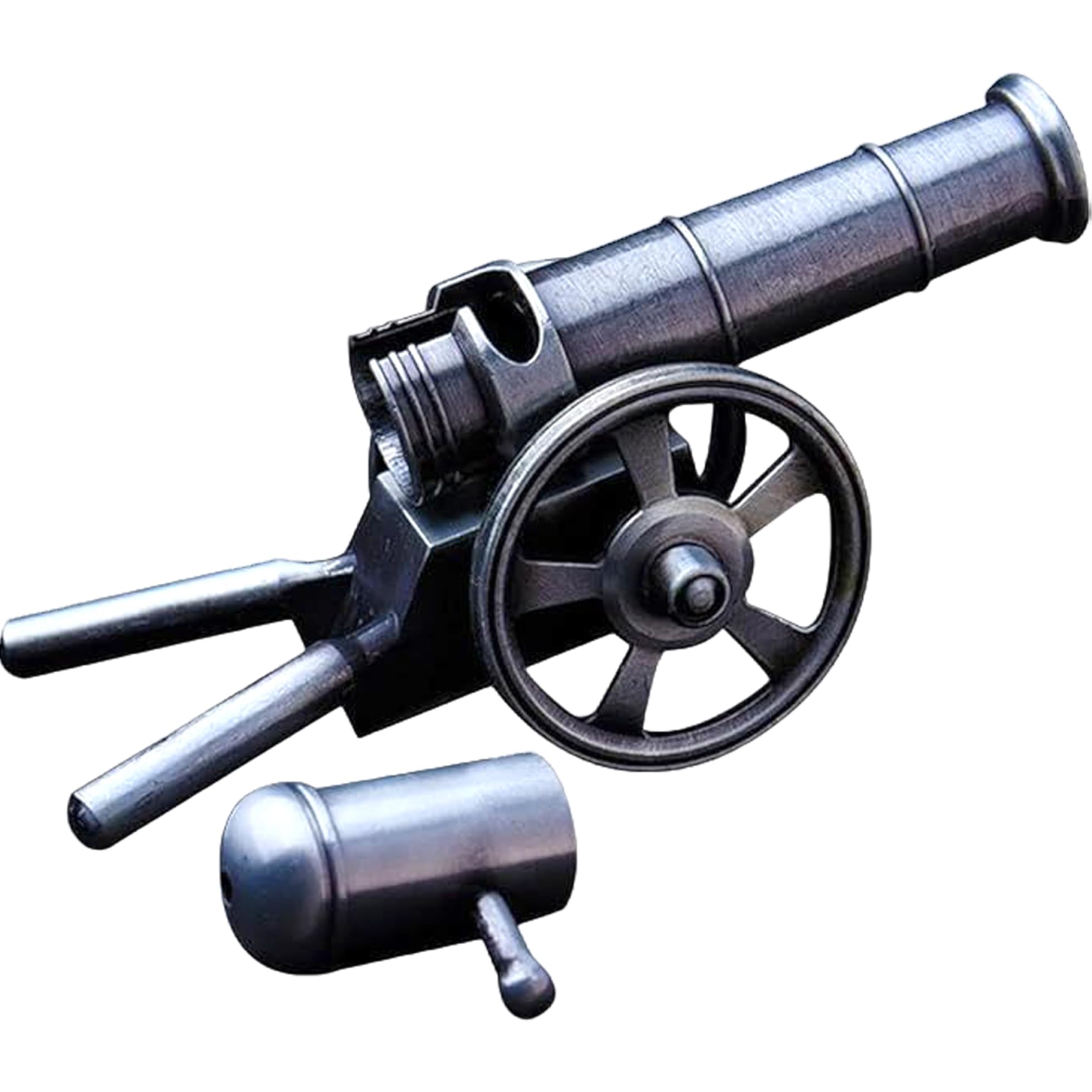 Takingup Mini Cannon Realistic Proportional Miniature Cannon 5 Inch Zinc Alloy Toy Decorative and Educational Silver Mini Firecrackers for Home office School