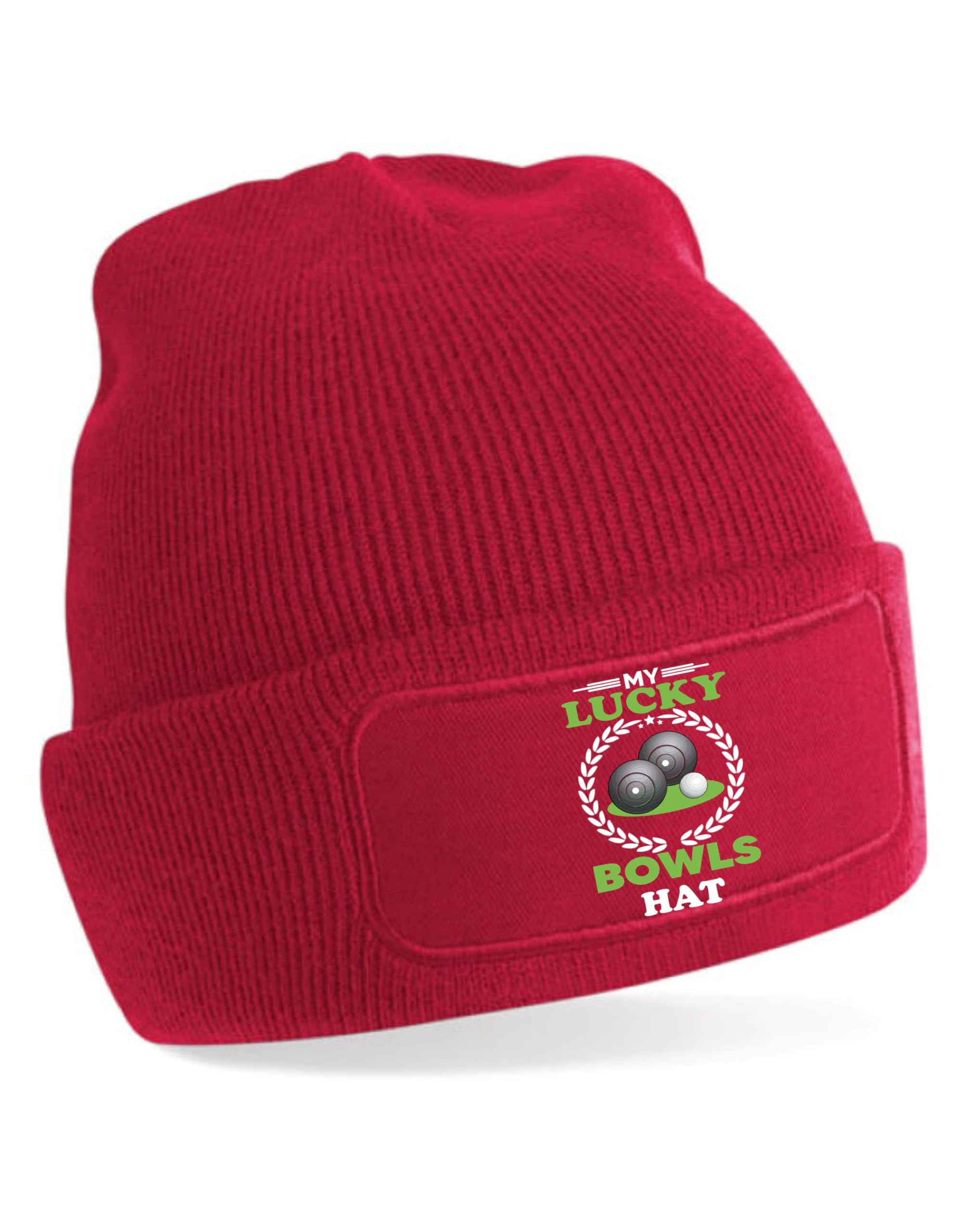 Print4u Women's Red My Lucky Bowls Beanie Hat Gift Father's Day Crown Green Bowling Birthday
