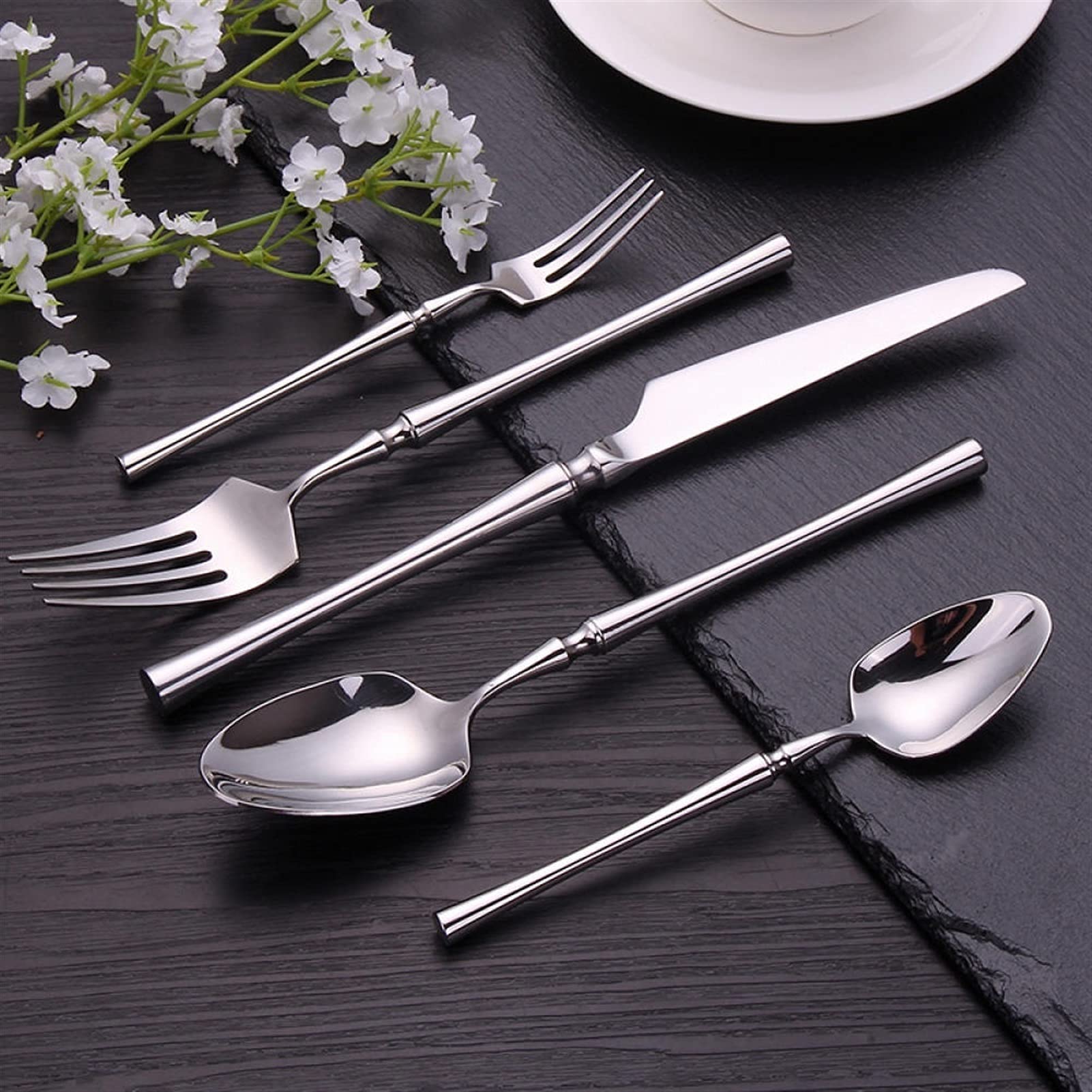 Edelstahlbesteck Besteckset, Besteck-Sets Besteck Edelstahl Löffel Gabel Messer Set Spiegel Licht Geschirr Geschirr Set Kaffee Tee Löffel Besteck Set