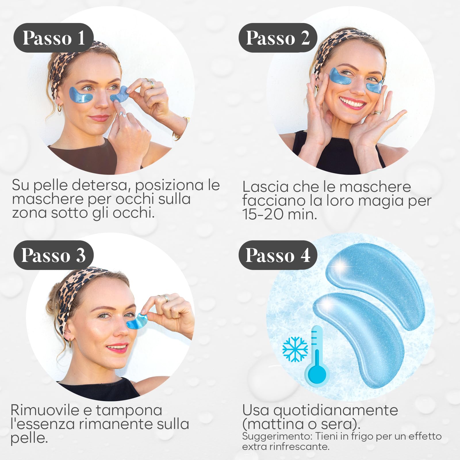 BLOOMORA Patch Occhi (30 paia, Mix Varietà) – Maschera Contorno Occhi con Collagene e Acido Ialuronico – Patch Occhiaie e Borse, Eye Mask Idratante