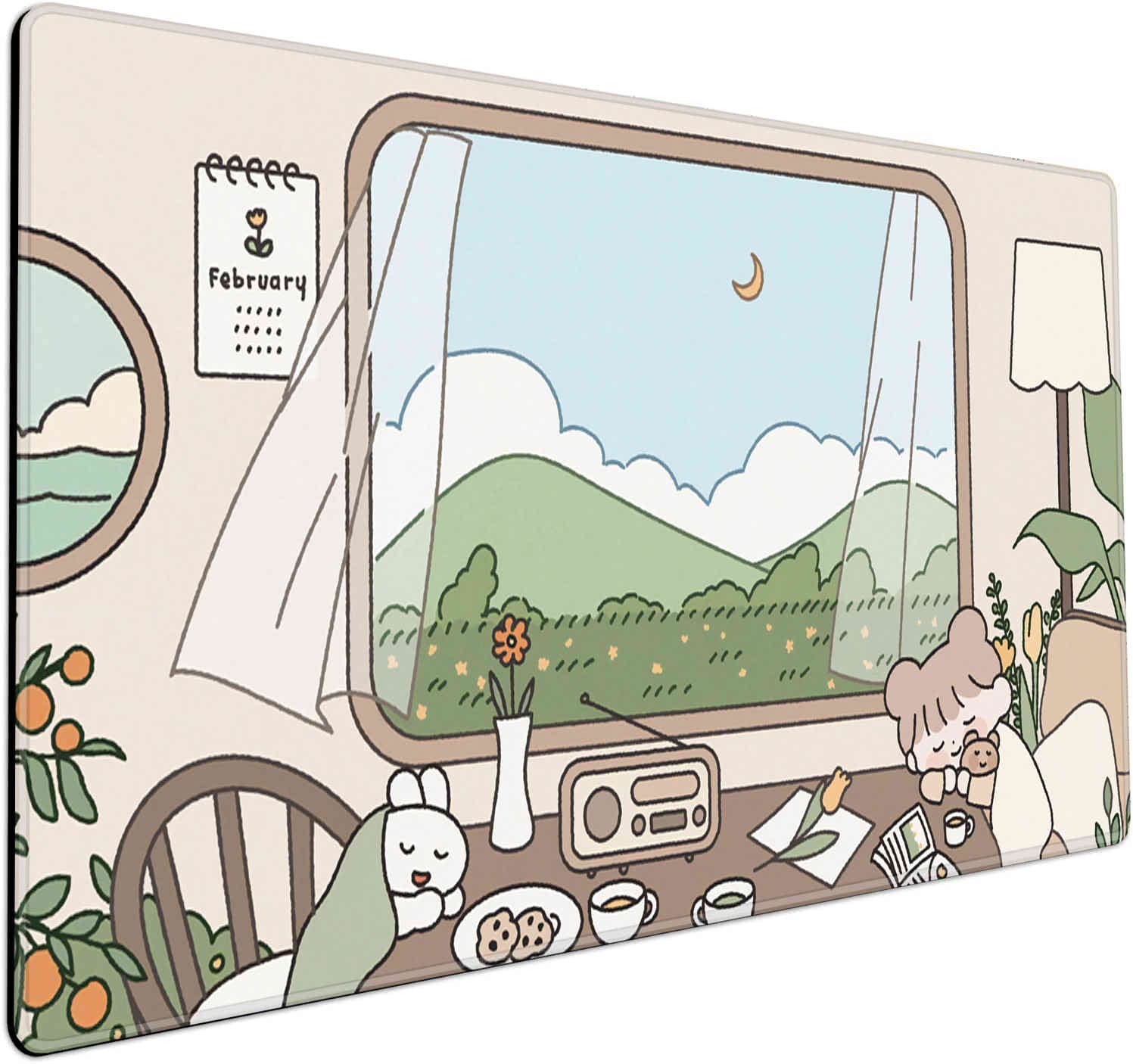 Kawaii Desk Pad Cute Mouse Pad C3 Aesthetic Extended Large Desk Mat for Girls Office Gaming Desk Accessories, 80x40cm