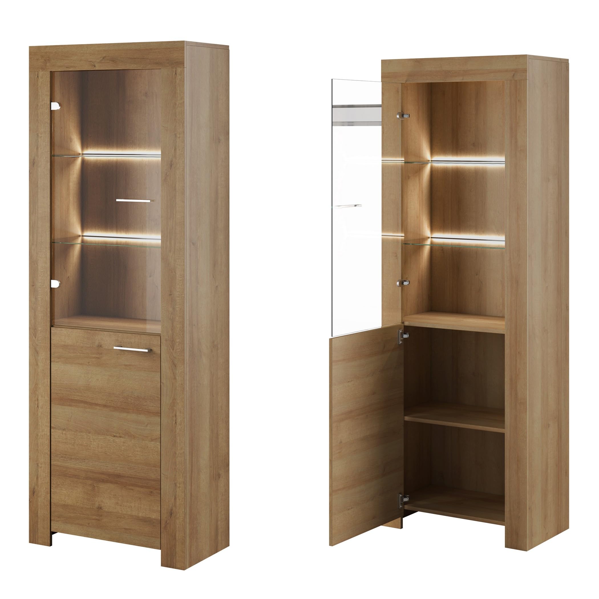 Wohnzimmer Set Wohnwand Sky Tv Schrank Vitrine Hängeregal Kommode Sideboard Couchtisch Eiche Rivera