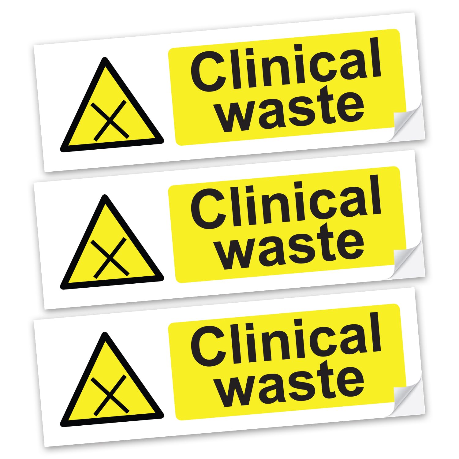 SAFESIGN (3 Pack) Clinical Waste Vinyl Sign Stickers 150 X 50mm - Safety Health Waterproof Vinyl Conforms to EN ISO 7010:2012