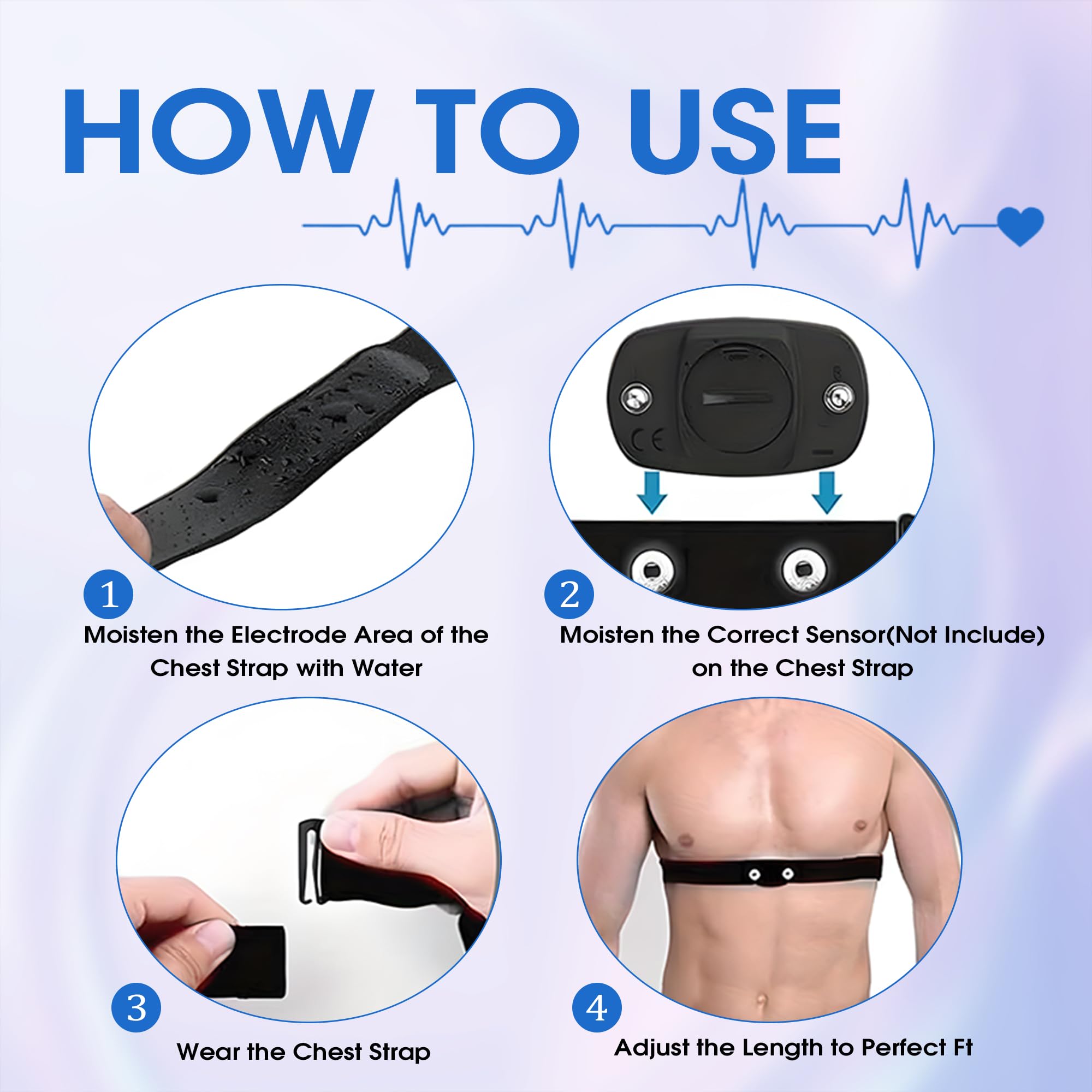 Banda Elástica Ajustable, Chest Mount Cinturón Pulsómetro Banda Heart Rate Chest Strap Replacement Belt Correa de Repuesto Compatible con H10 H9 Deporte Running Monitor de frecuencia Cardiaca (97cm )