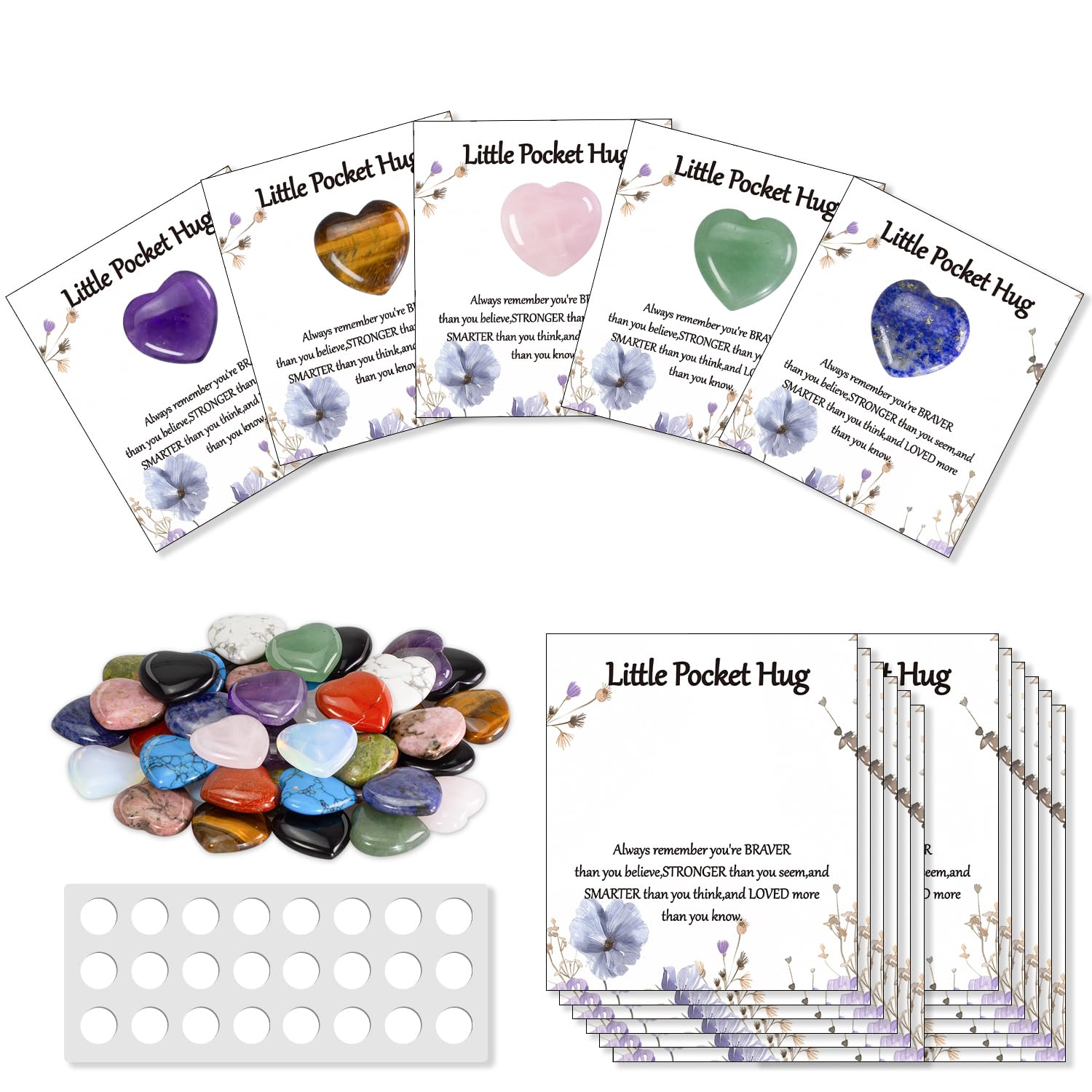 40 juegos de tarjetas de regalo de bolsillo con forma de corazón pequeño, tarjetas de recuerdo pensando en ti, regalos de aliento para familiares y amigos (corazones)