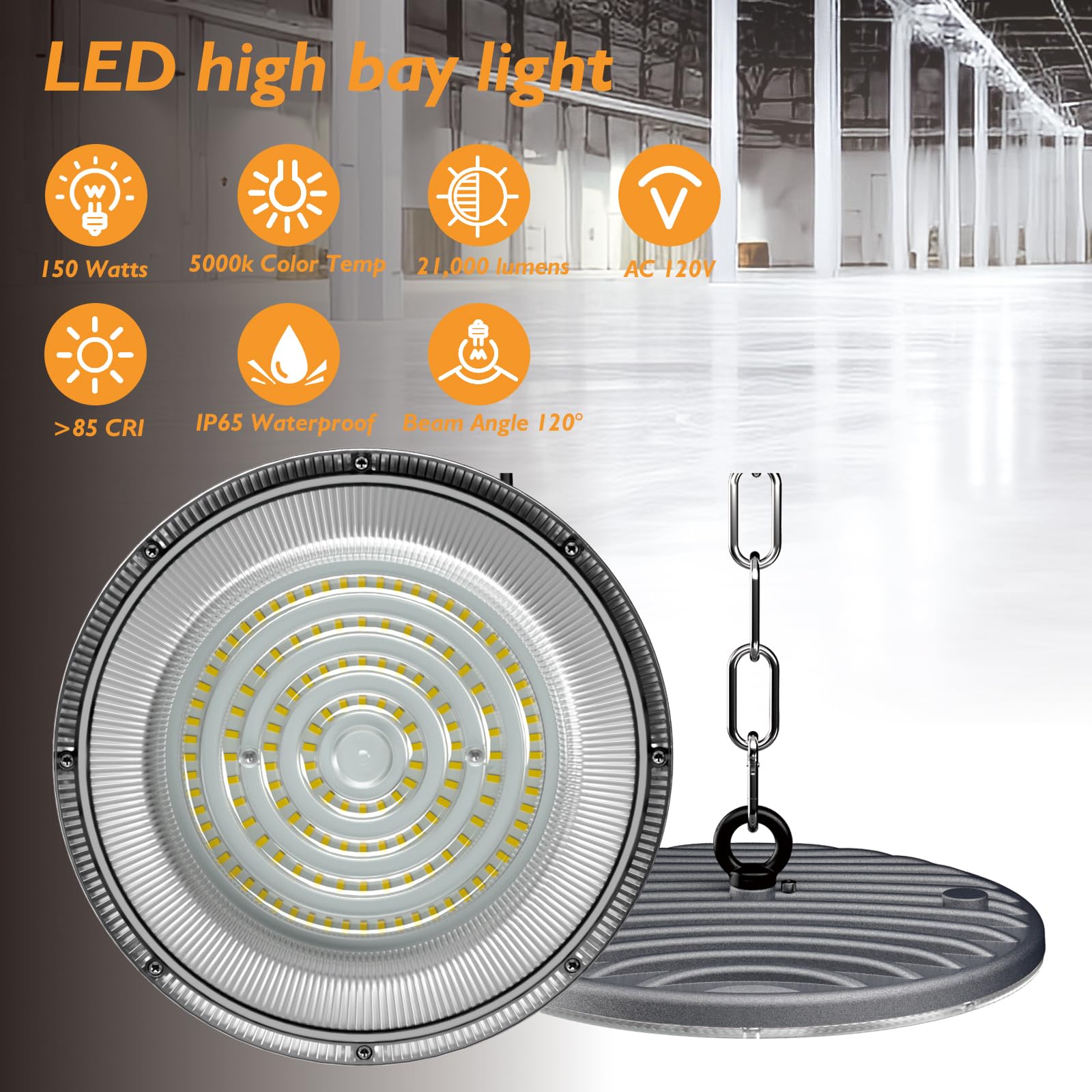 10 Pack UFO LED High Bay Light High Bay Led Shop Lights 150W 21000 Lumens 5000K Ultra Bright — view 2