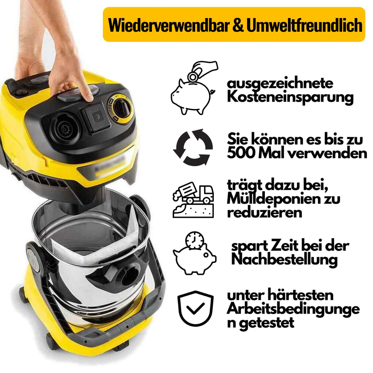 AromeLivii 5 Stück Beutel für Kärcher WD5, Staubsaugerbeutel wiederverwendbar Staubbeutel Schmutzfangsack KFI 487 Ersatzbeutel für Karcher WD4 WD5 WD6 WD5P WD6 Premium MV4 MV5 MV6 Staubsauger Gewerbe, Industrie & Wissenschaft