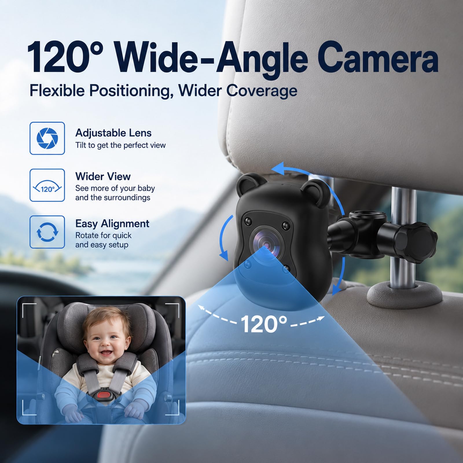 Baby Kamera Auto Weitwinkel-HD für die Beobachtung von Kindern