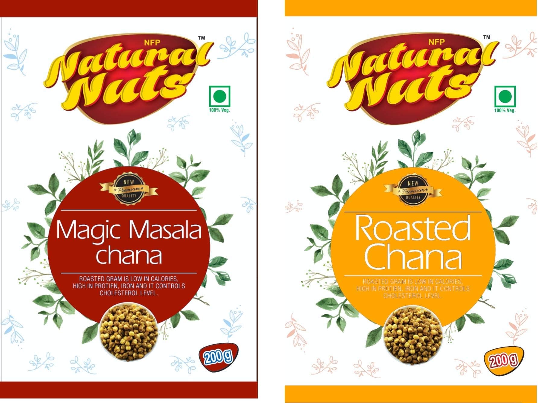 Natural Nuts Chana Combo 400grams| (Combo : Magic Masala Chana & Premium Roasted Chana)
