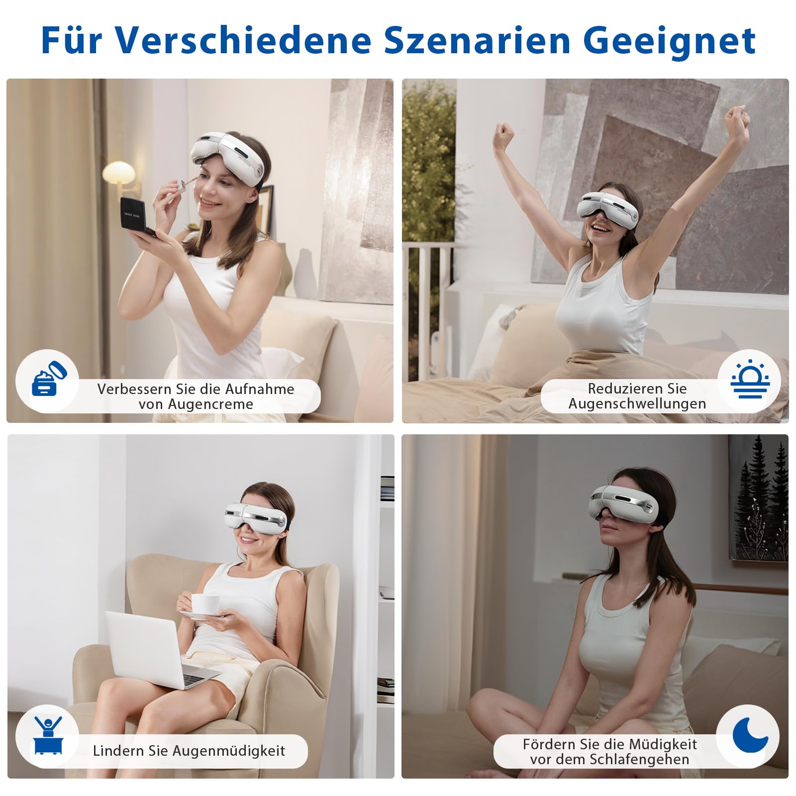 Augenmassagegerät mit dualer Heiß- und Kältetherapie,Vibration,Luftkompressionsmassage, Bluetooth-Musik, für strapazierte/trockenen Augen, Augenmaske für Frauen Männer Freunde Familie