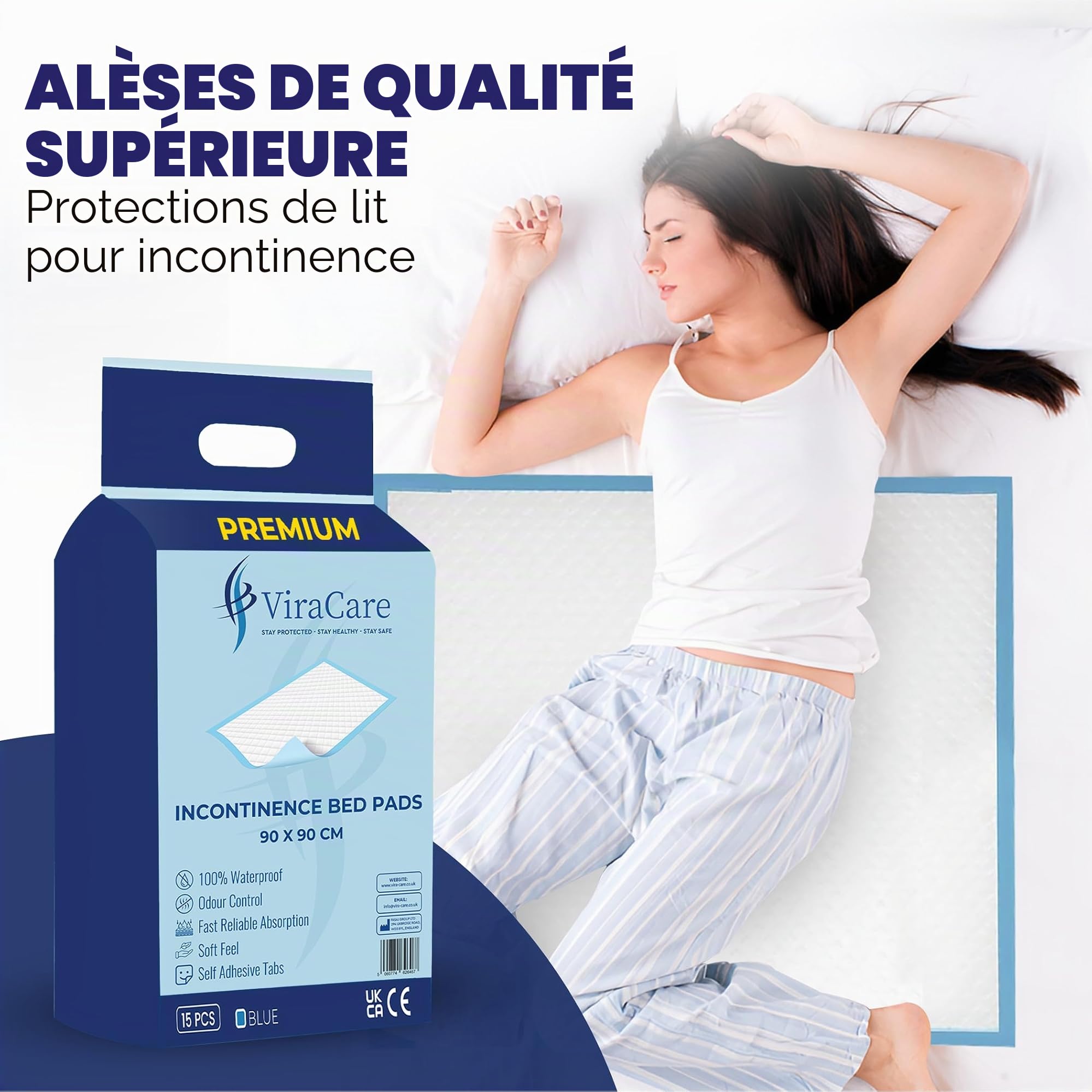 Lot de 15 alèses de lit jetables pour incontinence - 90 x 90 cm - Offre un toucher doux - Pour incontinence - Protection de lit pour enfants - Maternité