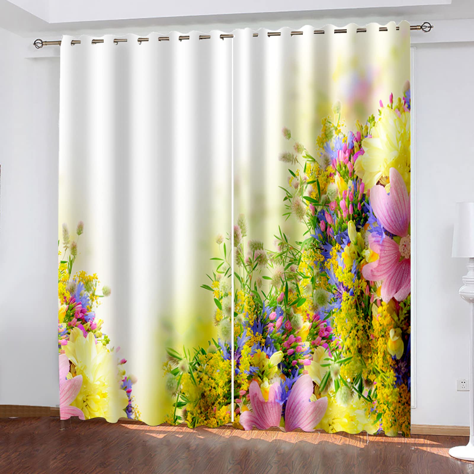 Vorhang Blickdicht Verdunklungsvorhänge Gardienen 2-SetBlume 150x166cm