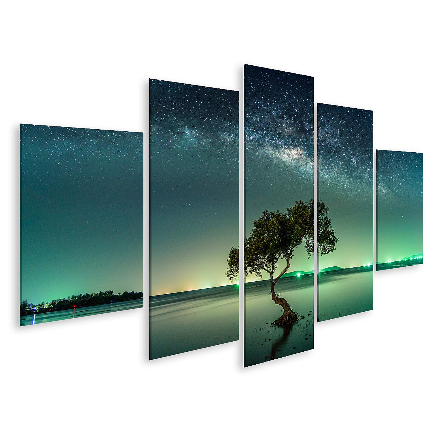 islandburner Cuadro sobre lienzo Paisaje con Vía Láctea Galaxia Cielo nocturno con estrellas Cuadros Impresiones Imágenes Mural Decoración de pared