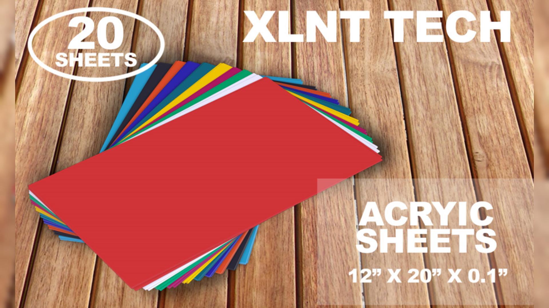 Image of 20 Pieces & 10 Colors Cast Acrylic Sheets 12 inch x 20 inch x 0.118 inch Opaque (no-Transparent) Plastic Sheet for Crafts, Signs, DIY Projects.