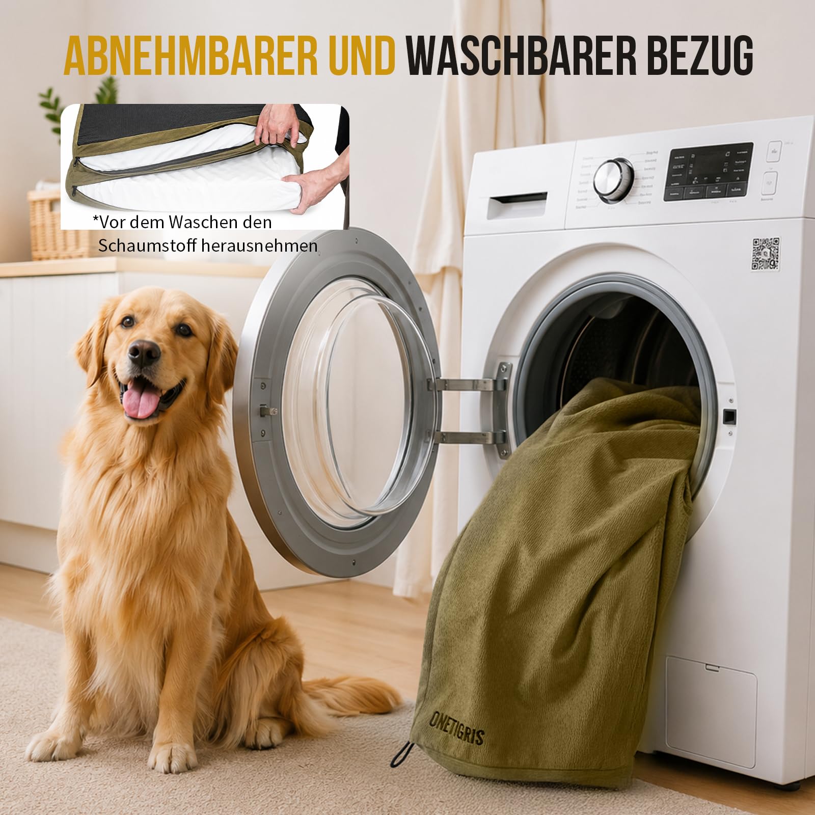OneTigris Faltbare Hundematte 110 x 68 x 9cm Memory-Schaum Hundebett
