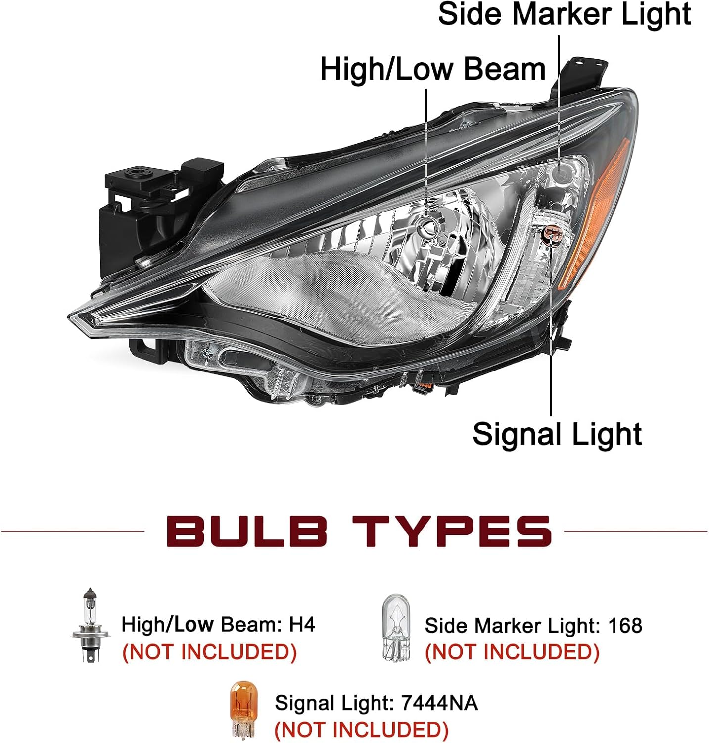 JSBOYAT Halogen Headlight Replacement for 2016 Scion iA, 2017-2018 Toyota Yaris iA, 2019-2020 Yaris L/LE, OE Style Headlamp Assembly Replacement Driver and Passenger Side
