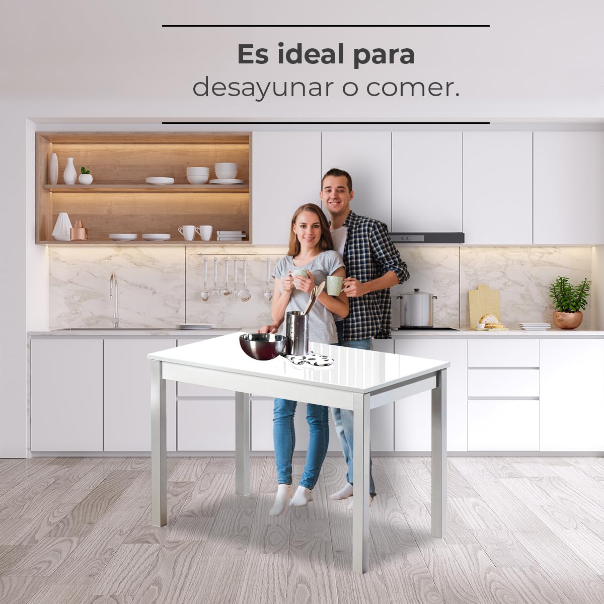 ASTIMESA Mesa de Cocina Fija Blanco 100x60 cms