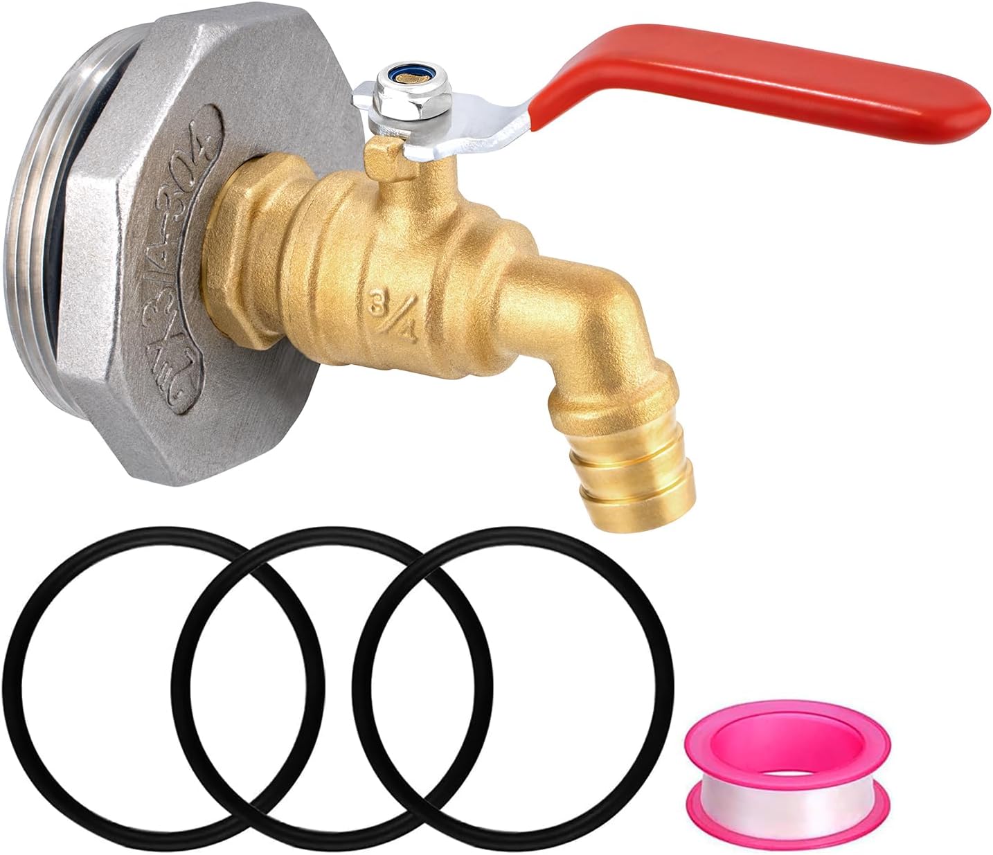 2" Drum Faucet for 55 Gallon Drum,3/4 inch Brass Rain Barrel Spigot with EPDM Gasket