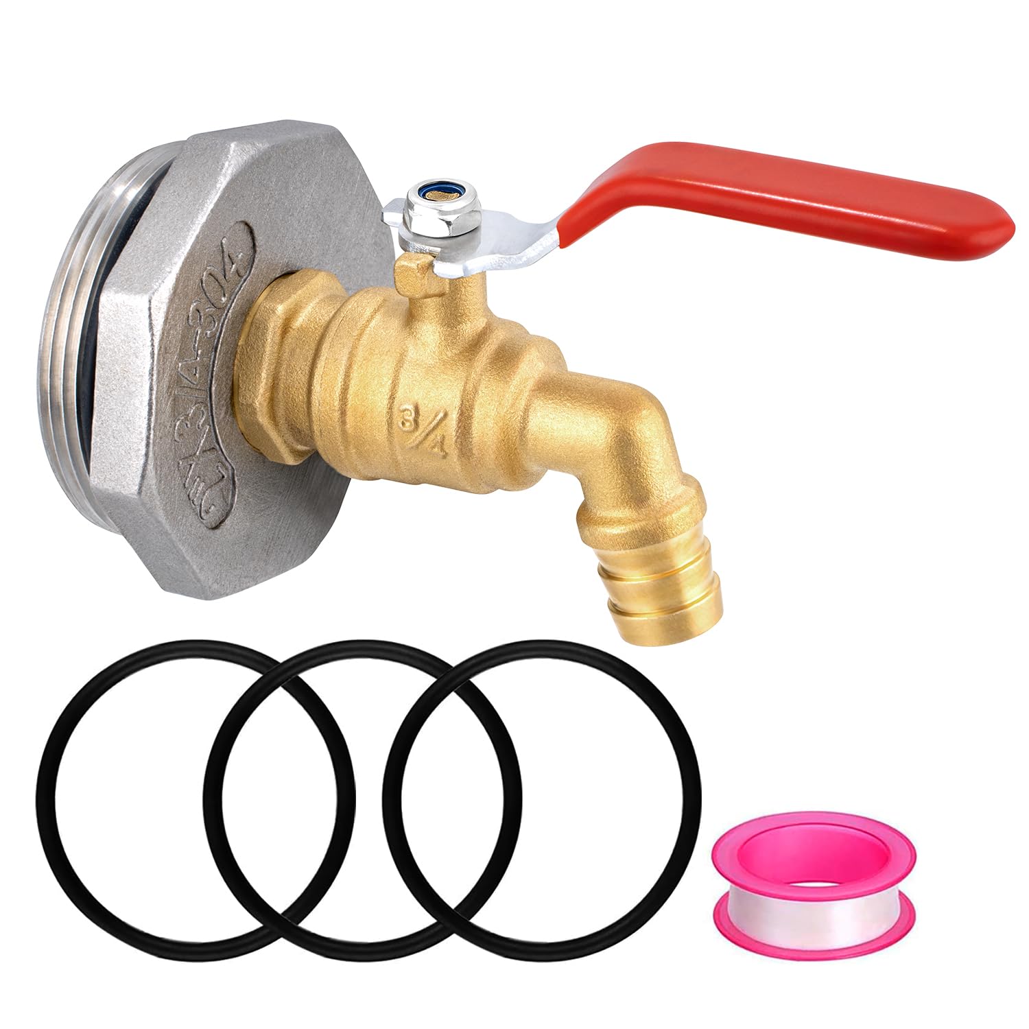 2" Drum Faucet for 55 Gallon Drum,3/4 inch Brass Rain Barrel Spigot with EPDM Gasket