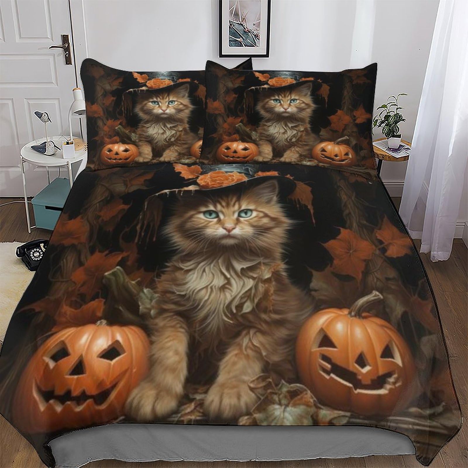 Ggjjtt Boys Halloween Pumpkin-1 Halloween Pumpkin Duvet Cover Print Bedding Comforter Cover For And Girls Soft Microfiber Quilt Cover 3 Piece With Pillowcase Double 200X200cm