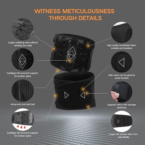 Miniatura 4 de Soporte de espalda para aliviar el dolor de espalda baja, sistema elástico de tres ajustables, cinturón de soporte lumbar 7X para hombres y mujeres,