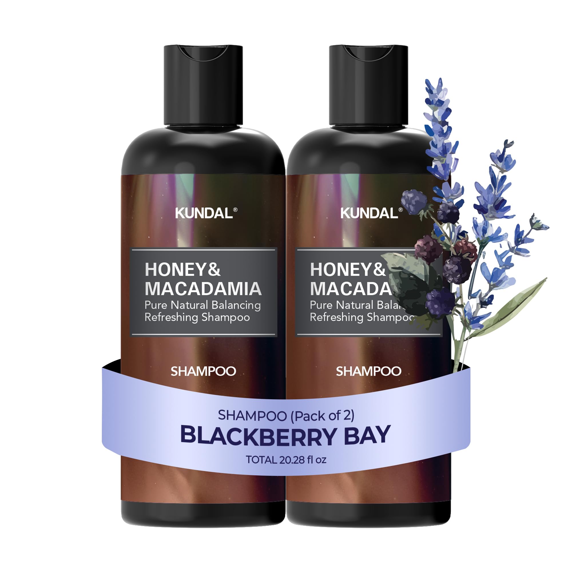 Honey&Macadamia Hydro-Intensive Moisture Premium Nature Hair Shampoo [Blackberry Bay] Sulfate Free, Macadamia Oil for Damaged Hiar care, Deep Clean & Hydration 1,000ml (500ml x2ea) 33.8Fl oz