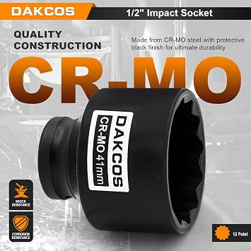 Dakcos SW 41 mm Multi-Tooth Impact Wrench Nut Power Socket