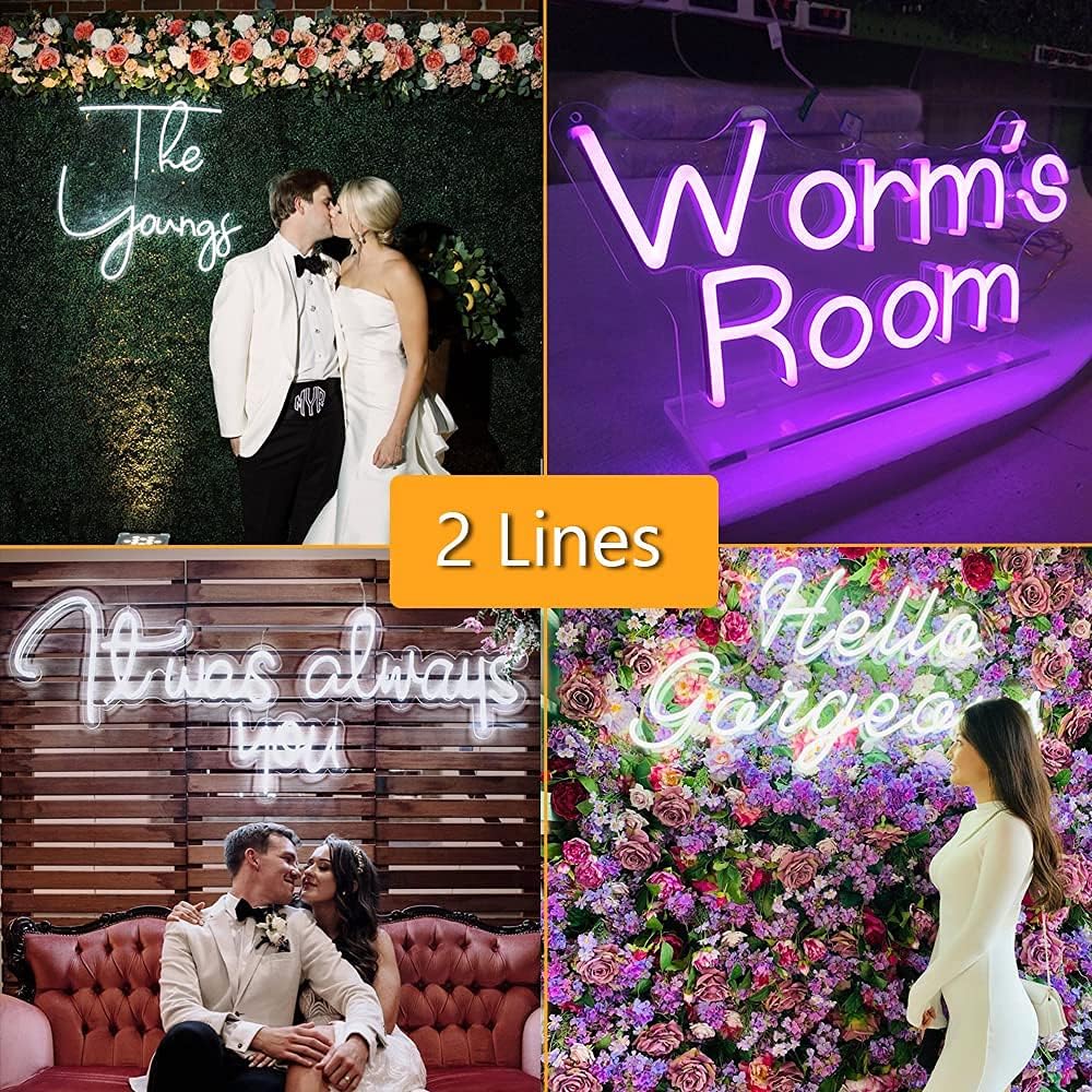 Custom LED Neon Light Signs with Personalized Design for Wall Decoration Gifts for Kids Bedroom Use, Decoration for Wedding (Customization: Text Lines,Sizes,Colors,Fonts, etc.) (2 Line Text, 10")
