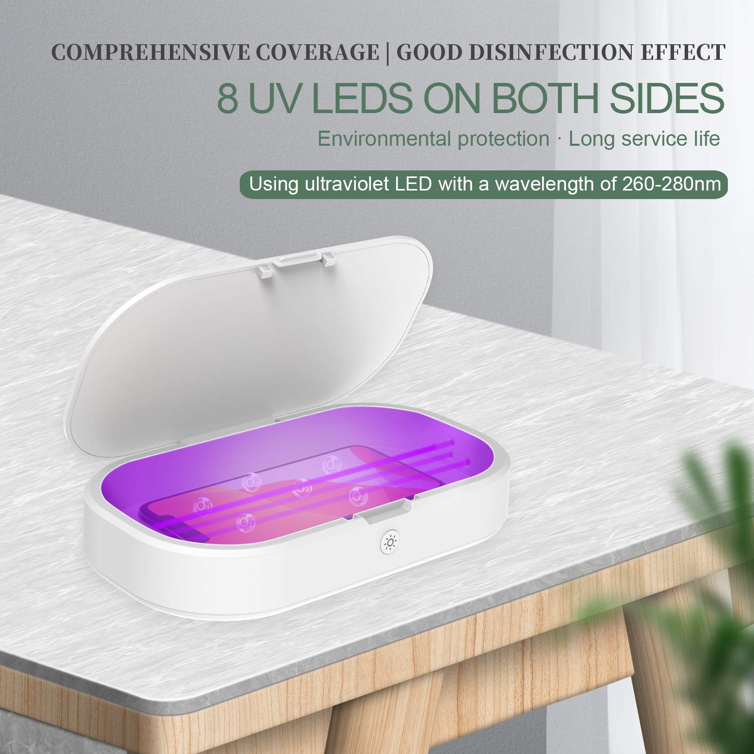 Boîte de désinfection à lumière UV, machine de désinfection portable pour téléphone de voyage, multifonction, sans fil, rechargeable avec fonction d'aromathérapie pour bijoux, masques, lunettes, clés