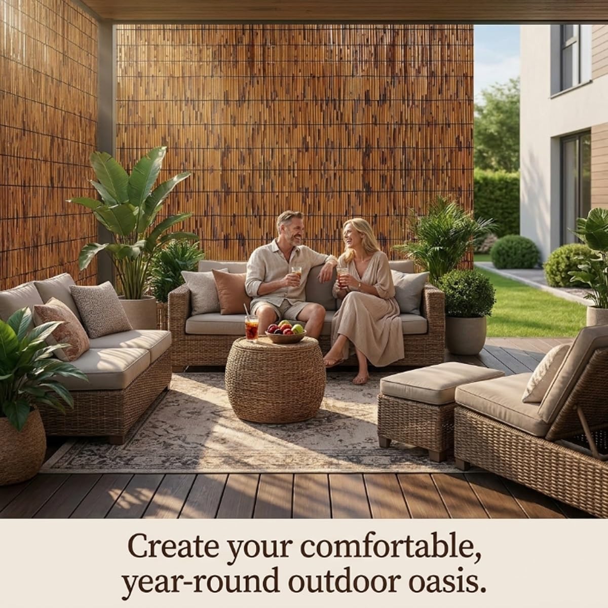 Générique Rouleau Brise Vue Decoupable sur Mesure, Canisse Bambou pour Dimensions Specifiques, Cloture Jardin Hauteur Personnalisee en Osier(200cm(H))