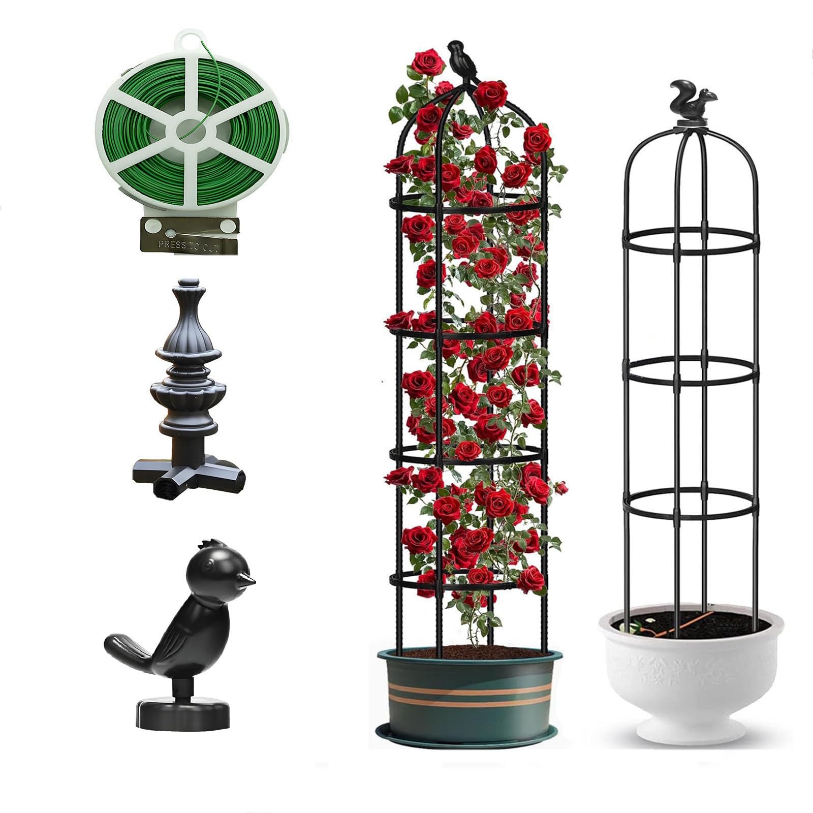 Metalowa kratka obeliskowa ogrodowa do roślin zewnętrznych groszek do uprawy groszku cukrowego pnącza kwiatowa dekoracja 25 cm x 90 cm i 25 cm x 120 cm białe konstrukcje wsporcze ogrodowe