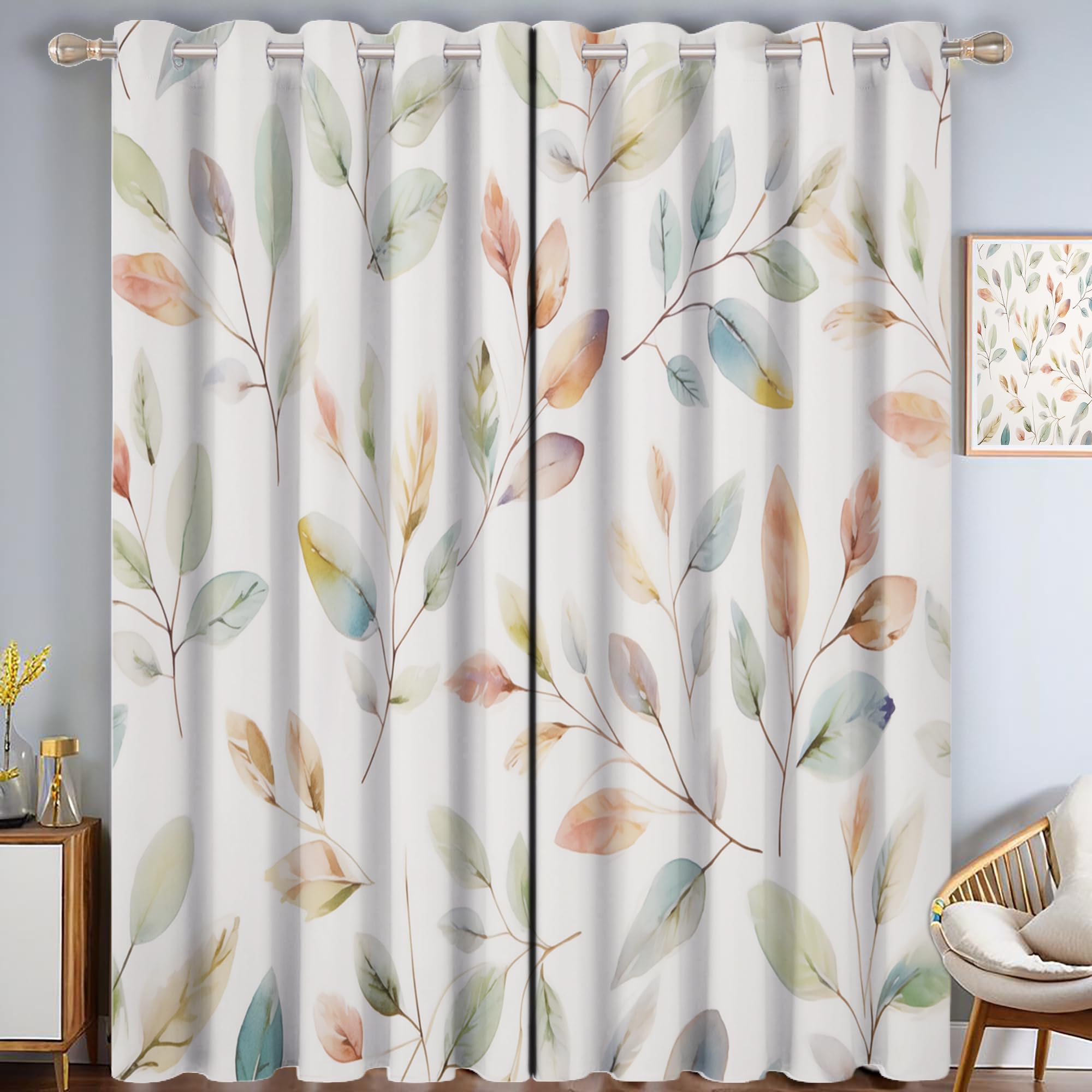Rideau occultant blanc à motif feuilles 3D pour décorer la chambre d'enfant