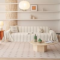 Vista 39 de VClife Funda de Sofá XL de Chenilla para Sofá de 3 Cojines, Fundas de Sofá Modernas a Rayas Beige Chocolate para Niños Lavables Protector de Sofá