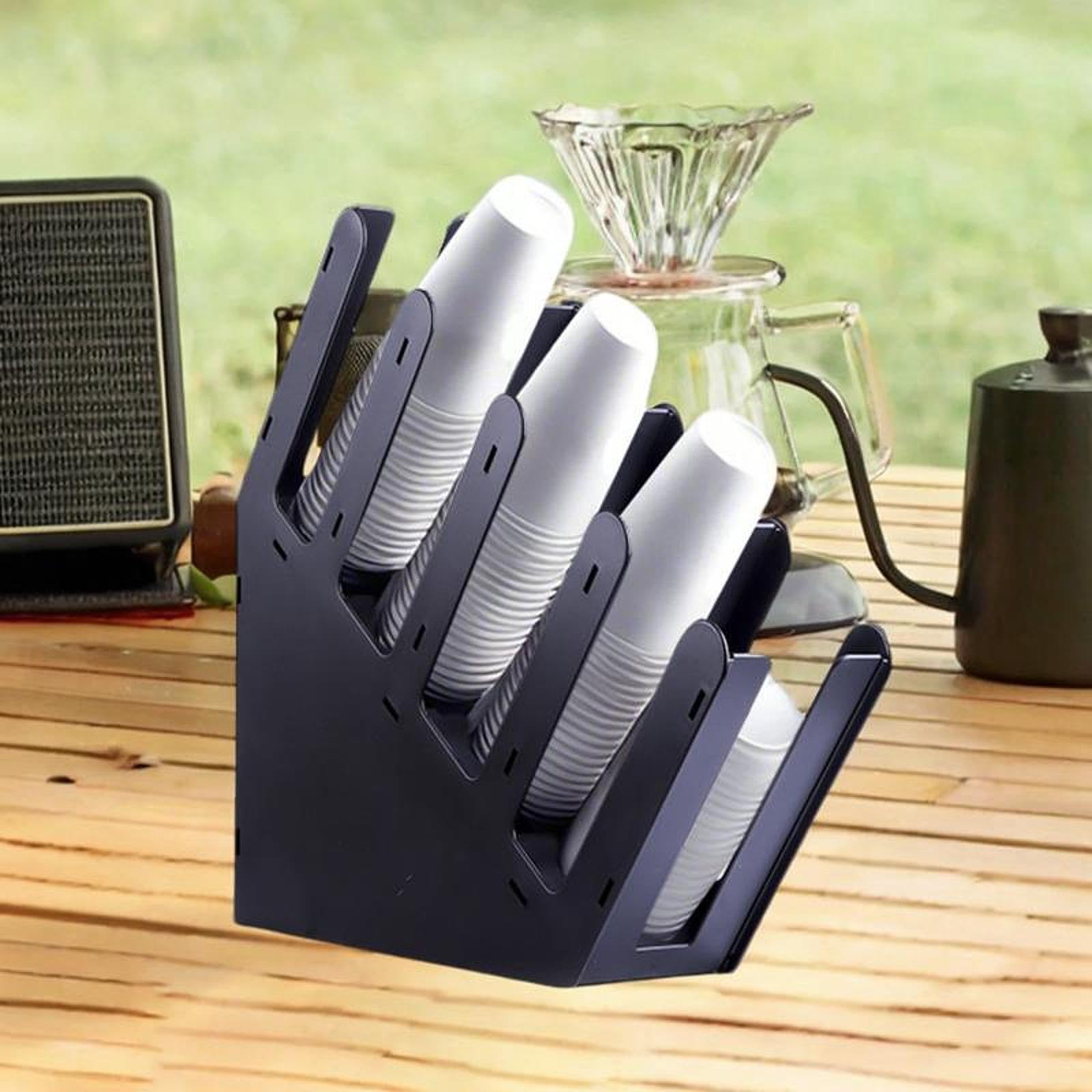 Gralara Cazón de Papel Soporte de Papel Soporte de Papel Enjuague Tazas de dispensador de Tazas de Tazas de cafetería Organizador de cafetería para Hotel Cafe, 4 Cuadrículas Biseladas