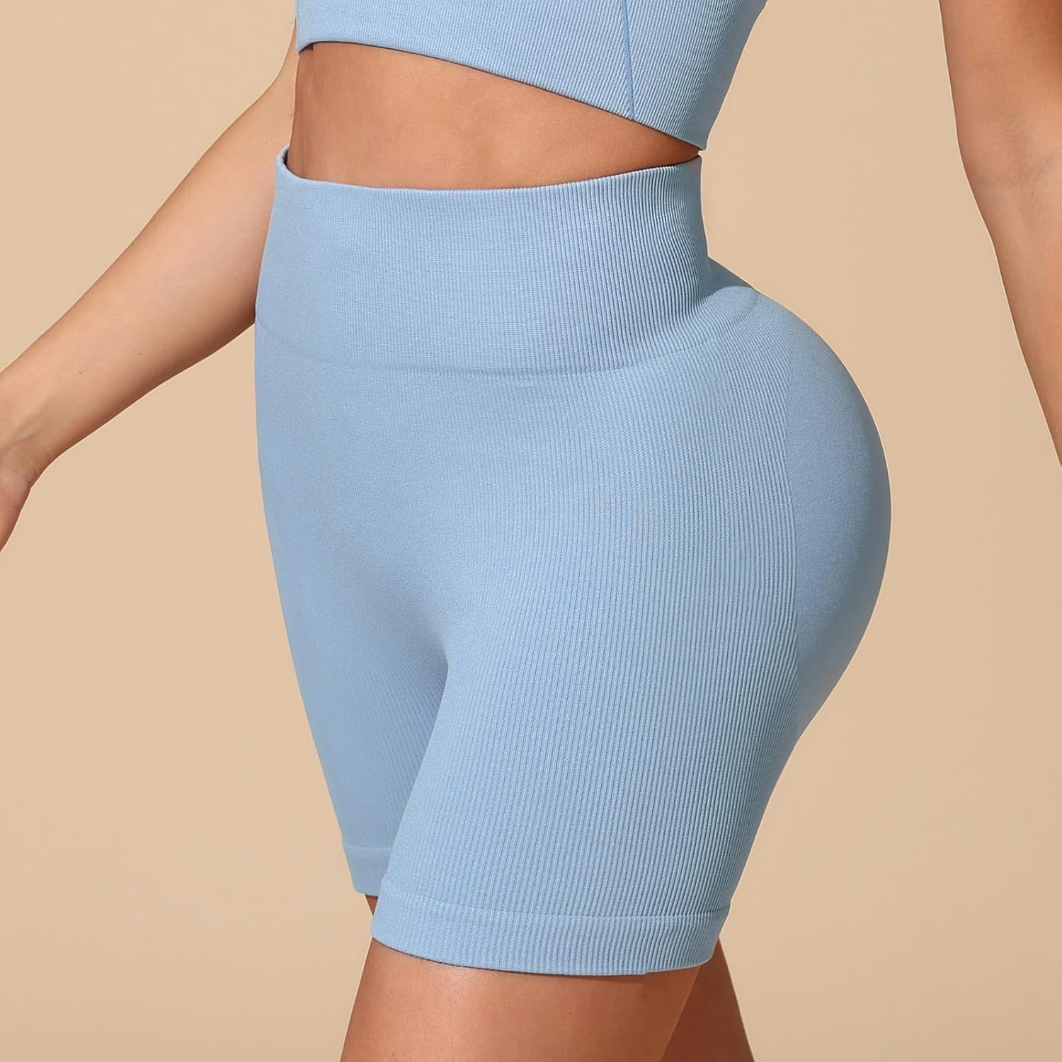 High-Waist Seamless Workout Shorts for Women – Soft, Stretchy Yoga Shorts for Gym, Running, and Daily Wear - Image 3