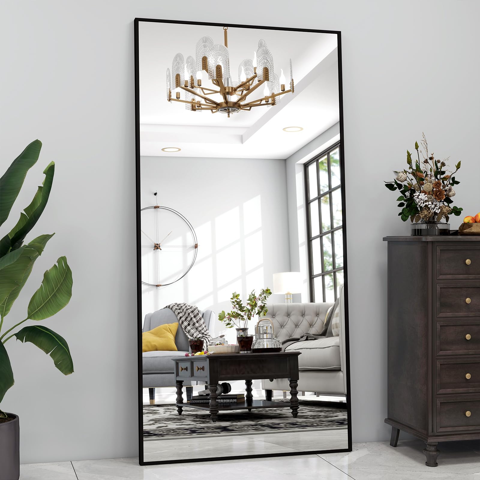 Extra Large Full Length Mirror 71x30 Inches - Gold Frame, Standing Or Wall Mount - View #9