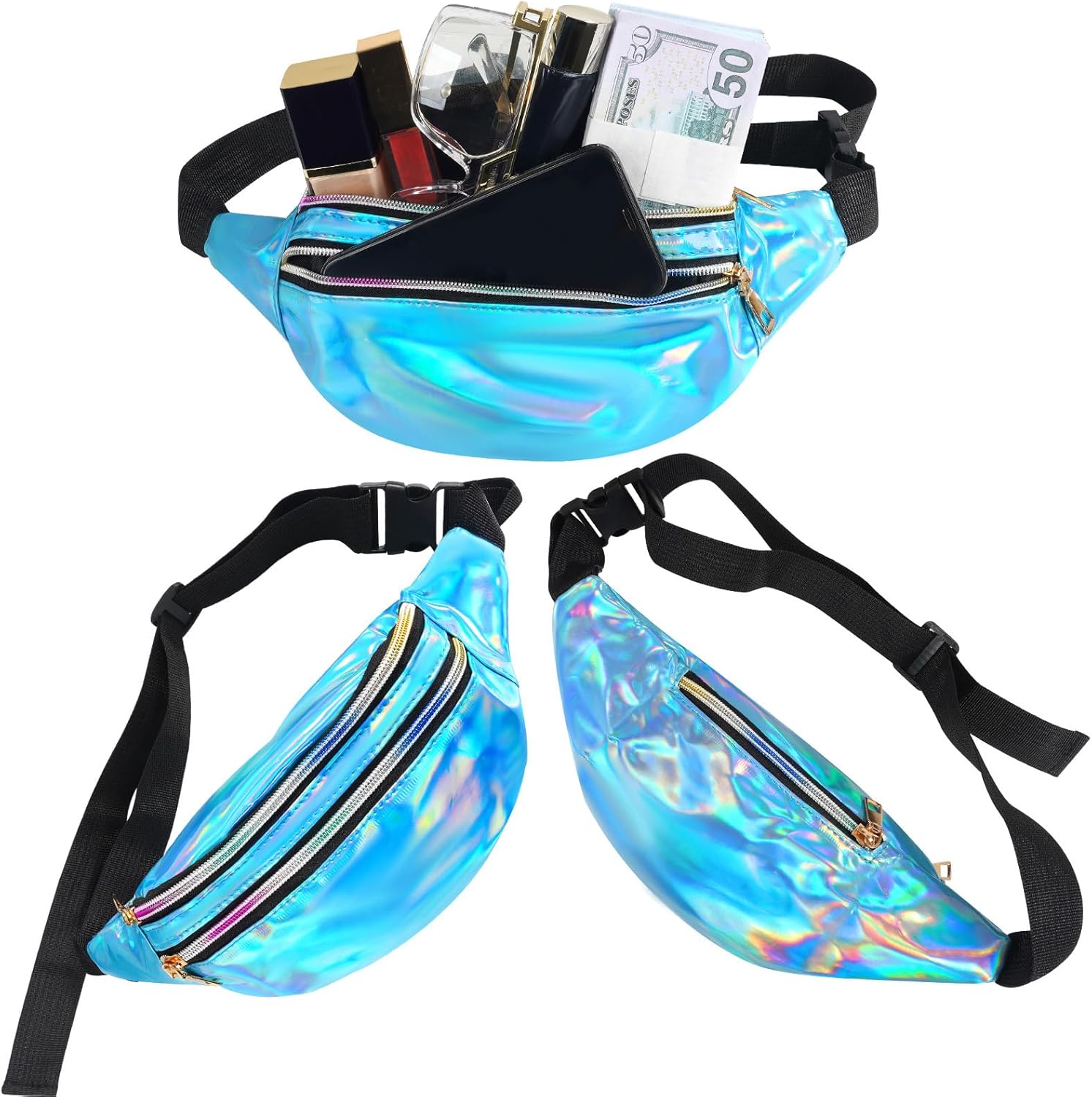 80s Accessories for Women, Leg Warmers 80s Costumes Workout Outfit Holographic Fanny Pack Neon Headband Wristbands - Image 6