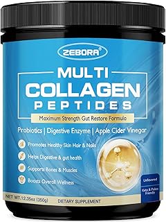 Multi Collagen Peptides Powder with Probiotic for Gut Health, Hydrolyzed Collagen with Digestive Enzymes, Prebiotics for Women, Support Digestive Health, Skin, Hair, Joints, Non-GMO,35 Servings